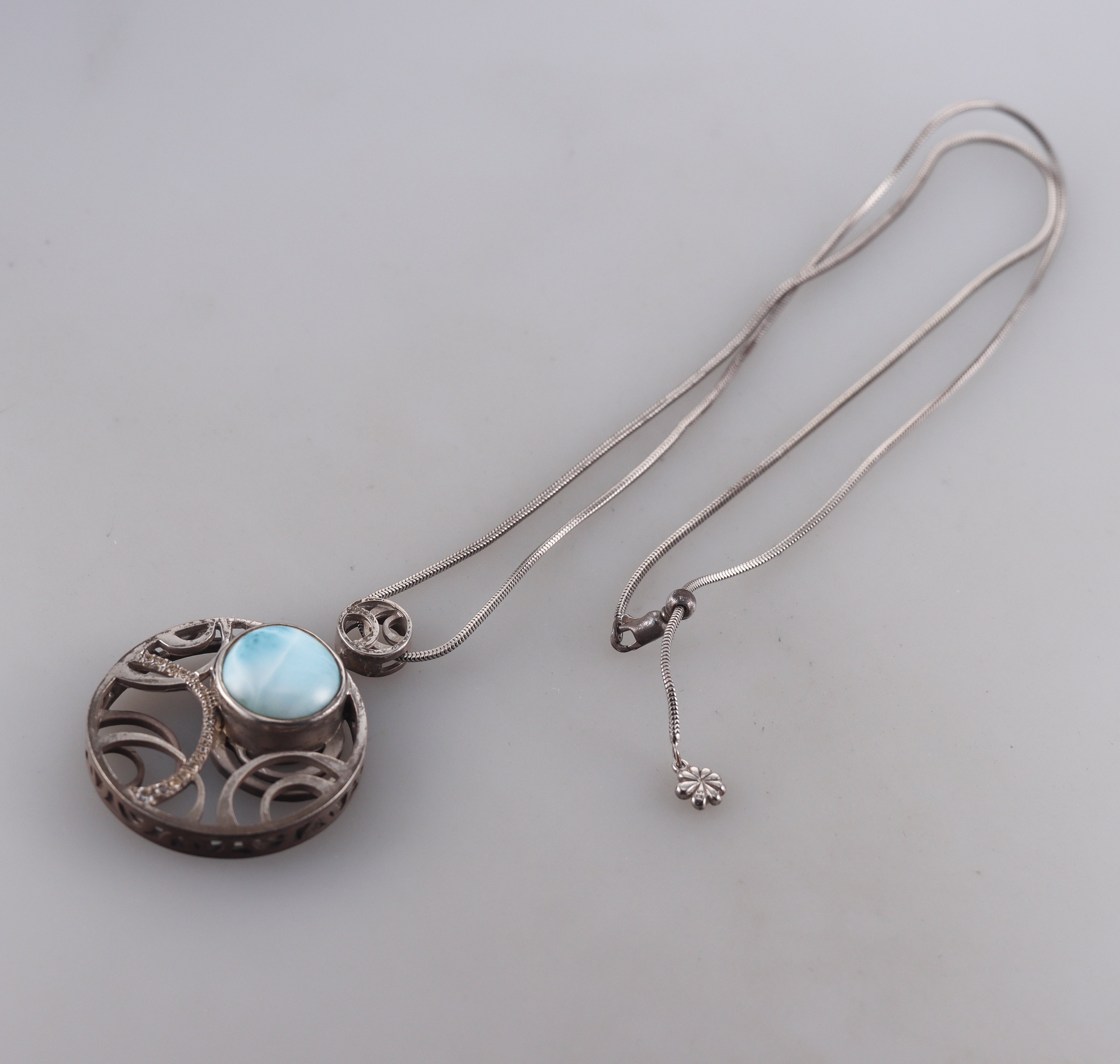 MarahLago Sterling Silver Larimar Pendant Necklace Retail $588 #065