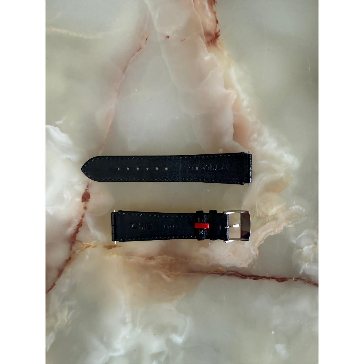 Authentic Oris Black Leather Watch Strap Band 19mm w Buckle 51997