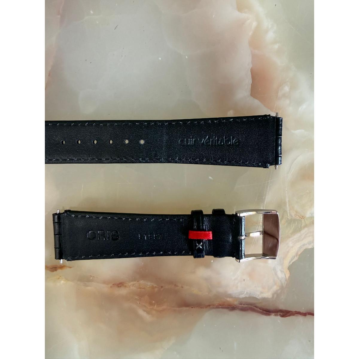 Authentic Oris Black Leather Watch Strap Band 19mm w Buckle 51997