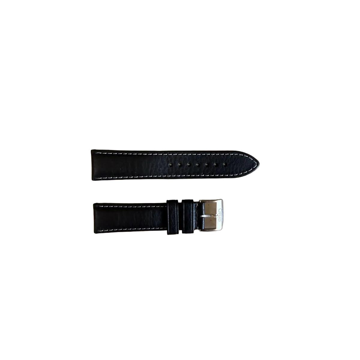 Authentic Oris Black Leather Watch Strap Band 21mm w Buckle 0752278
