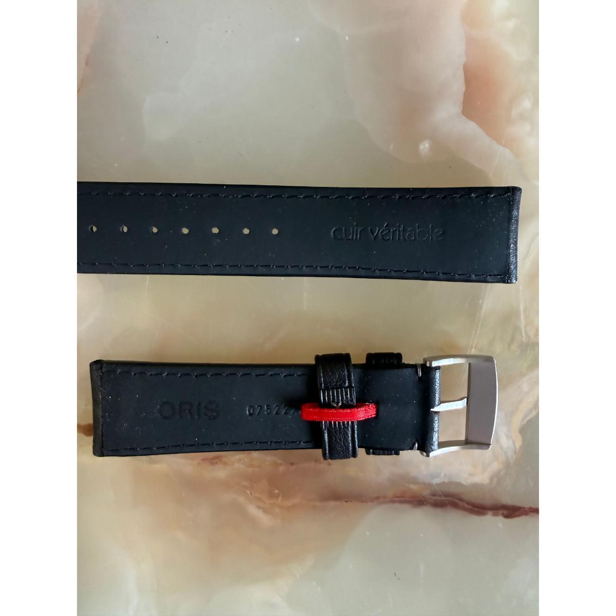 Authentic Oris Black Leather Watch Strap Band 21mm w Buckle 0752278