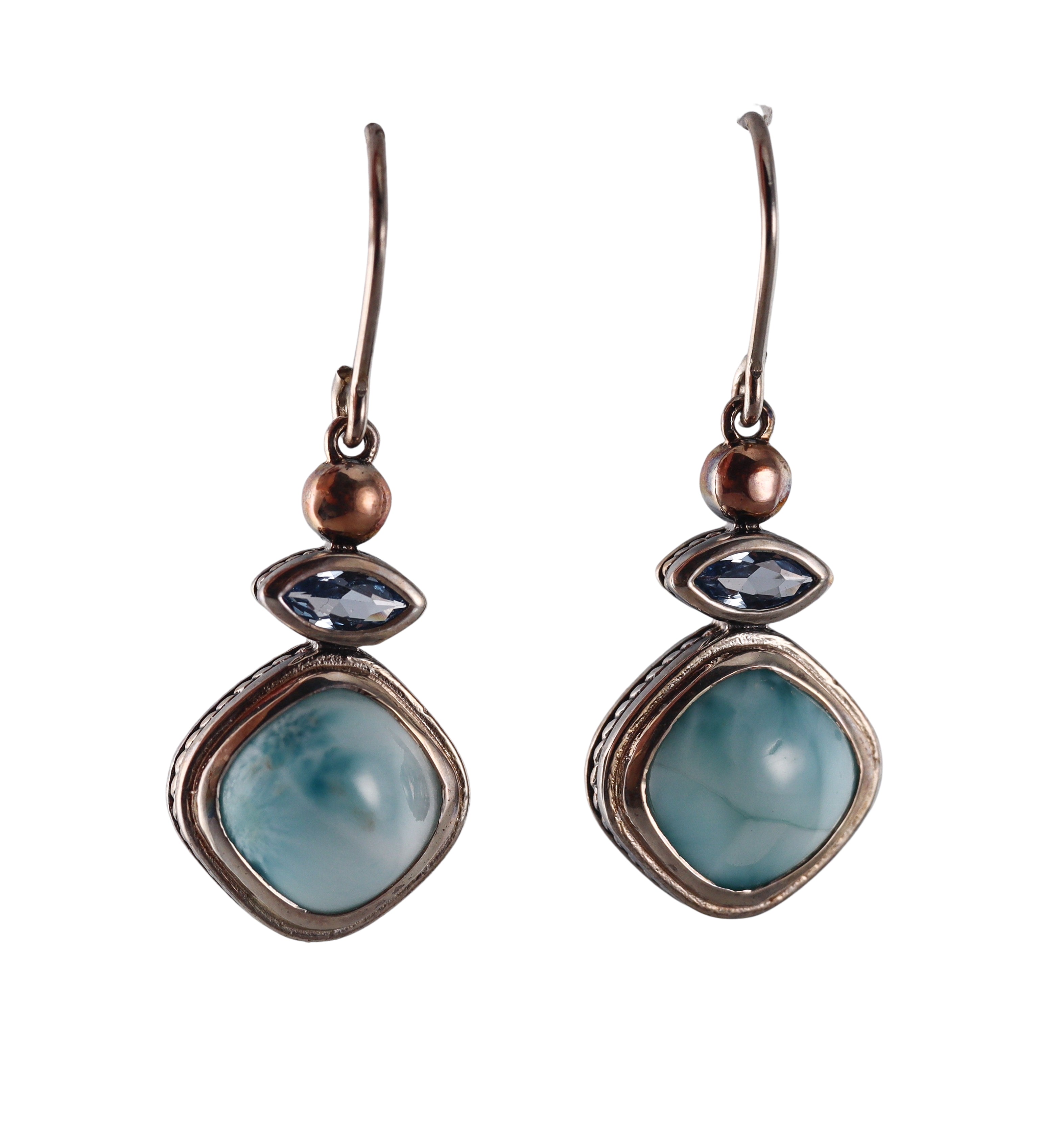 Marahlago Sterling Silver Larimar Blue Topaz Earrings #004 Retail $397