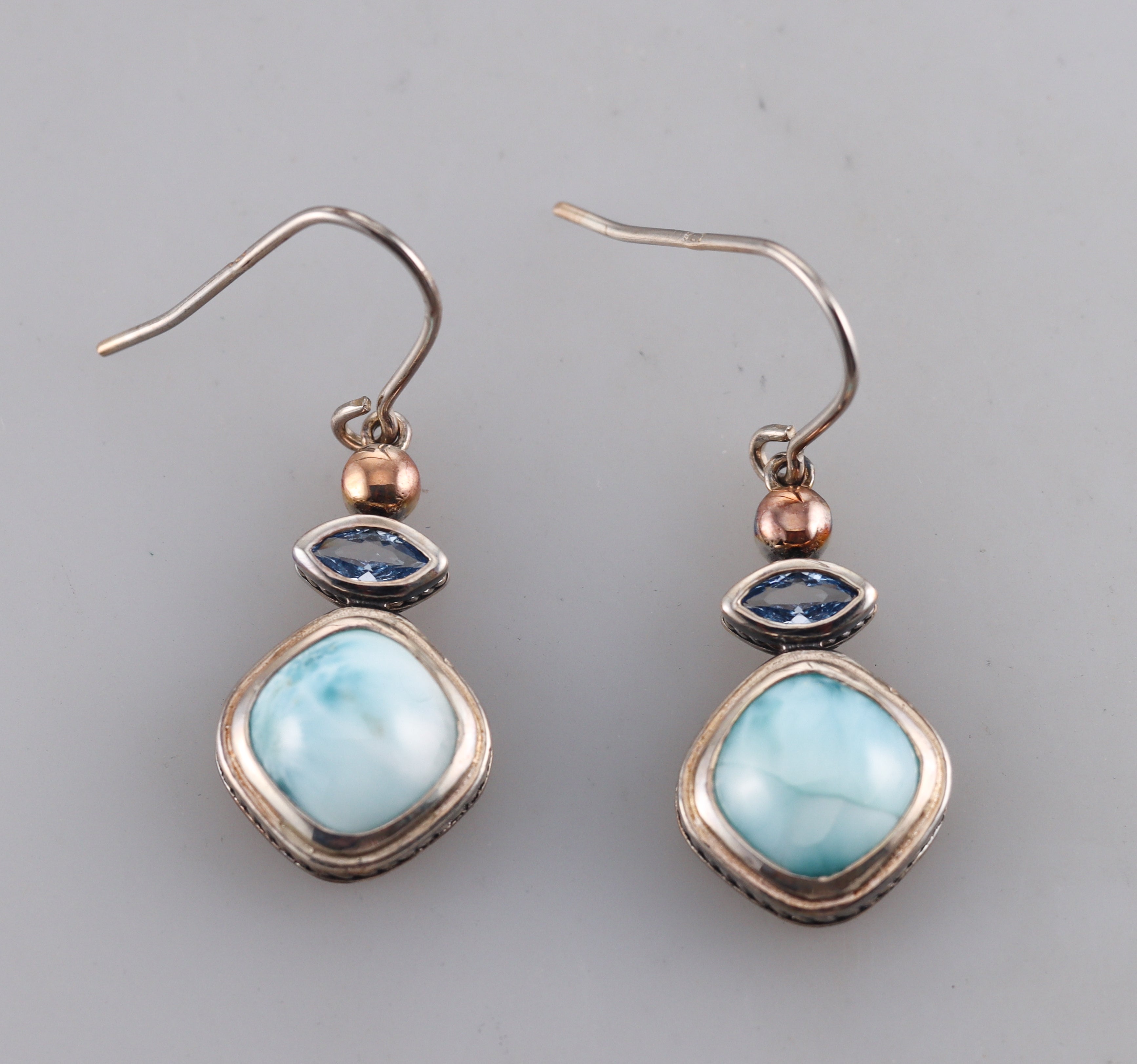 Marahlago Sterling Silver Larimar Blue Topaz Earrings #004 Retail $397