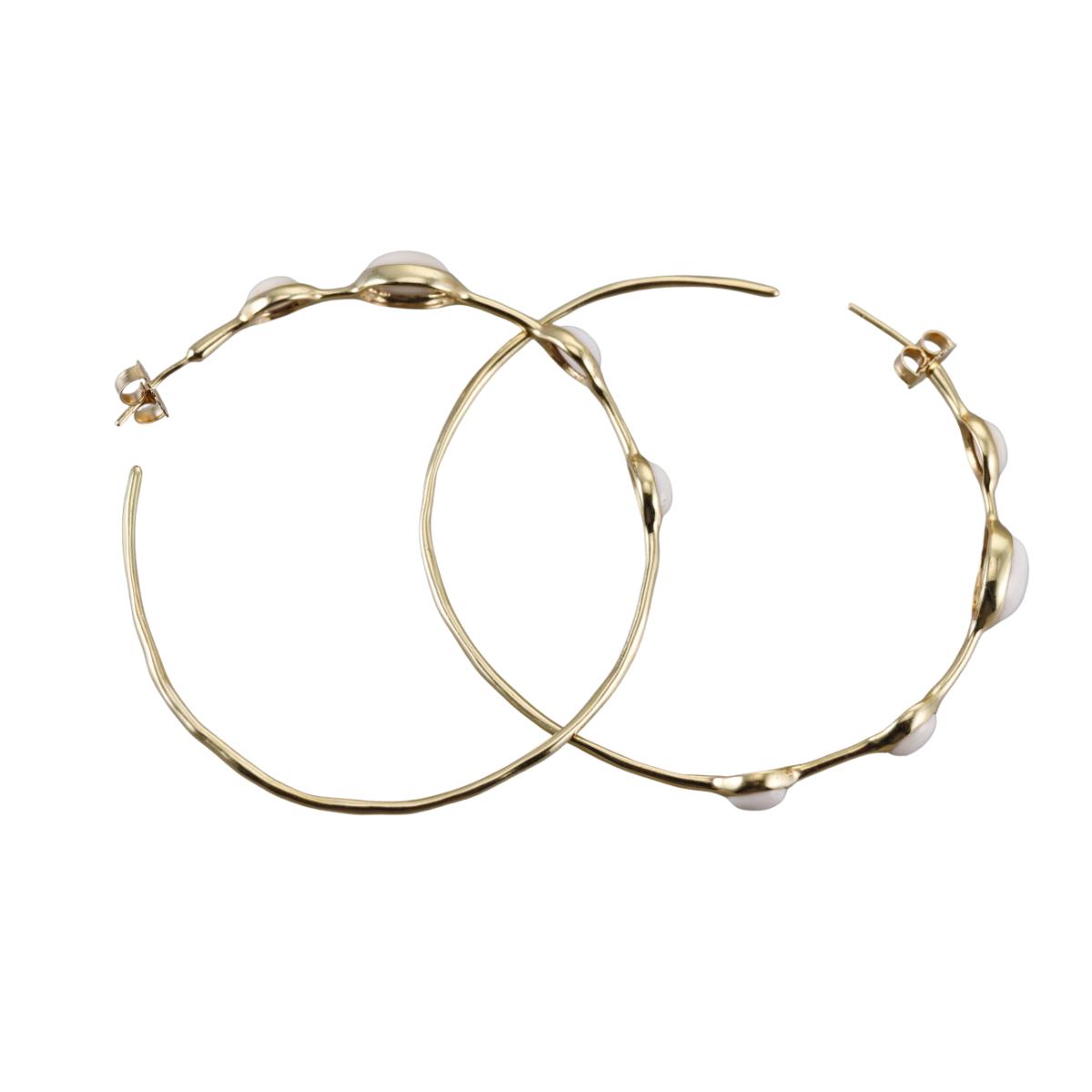 Ippolita 18k Gold White Agate Hoop Earrings
