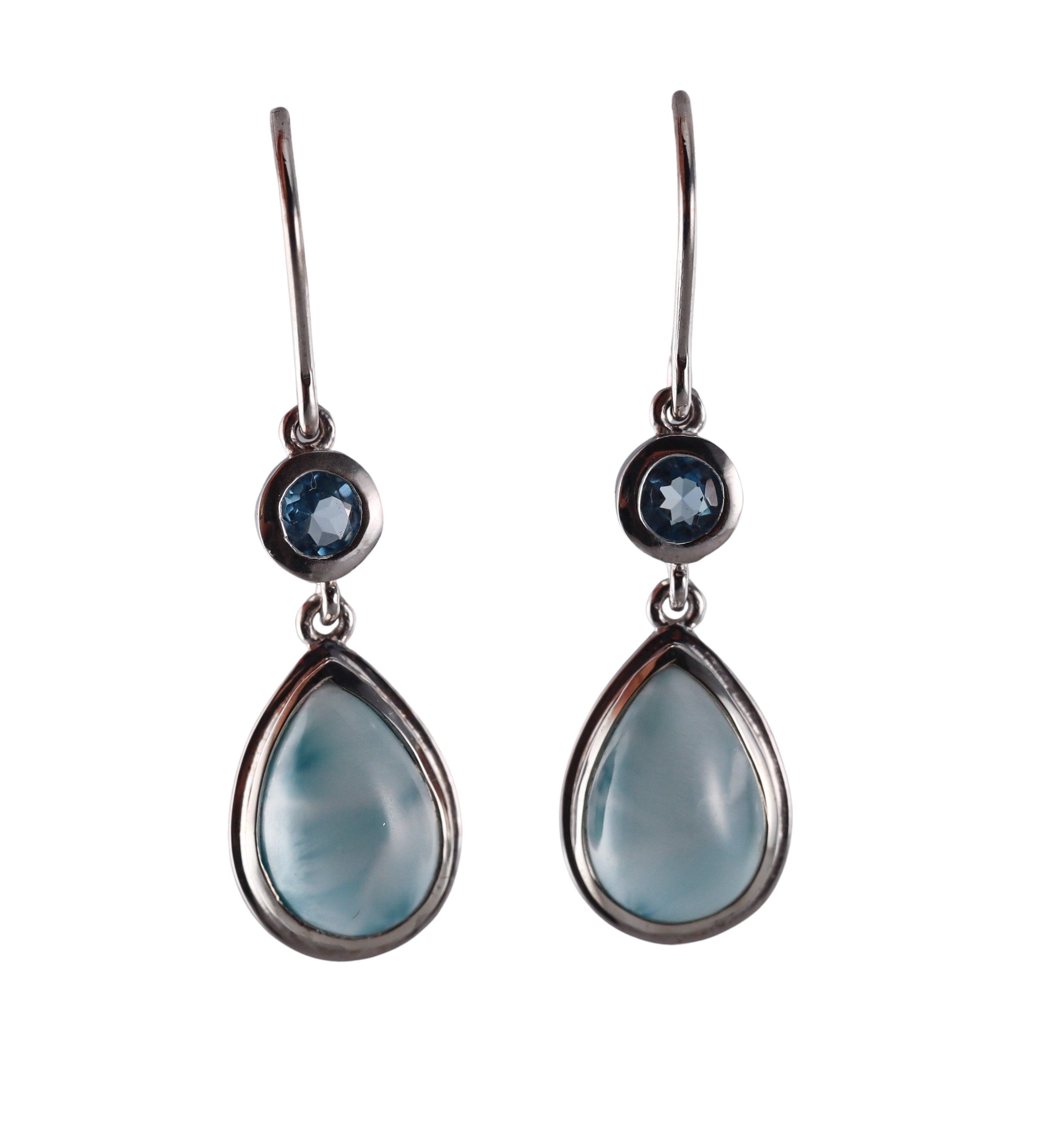 Marahlago Sterling Silver Larimar Atlantic Blue Topaz Earrings #005 Retail $245