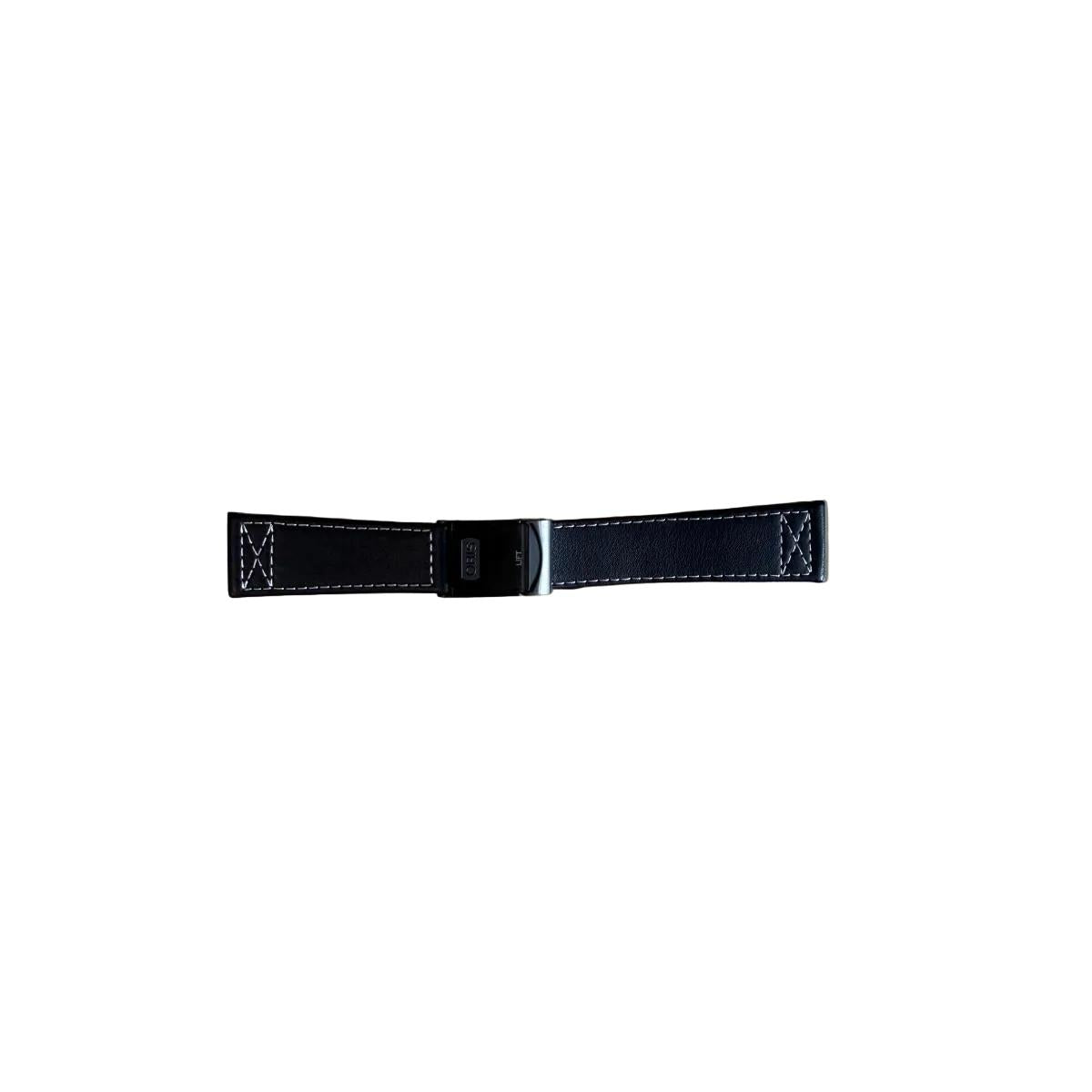 Authentic Oris Black Leather Watch Strap Band 25mm w Deployant Buckle 52458