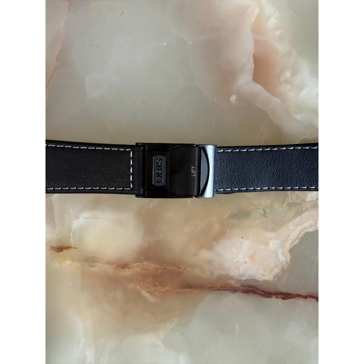Authentic Oris Black Leather Watch Strap Band 25mm w Deployant Buckle 52458