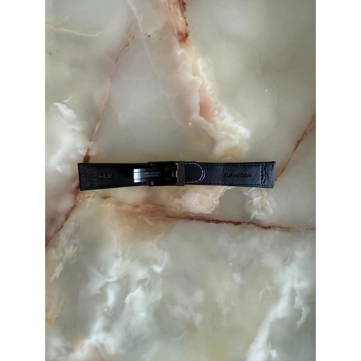 Authentic Oris Black Leather Watch Strap Band 25mm w Deployant Buckle 52458
