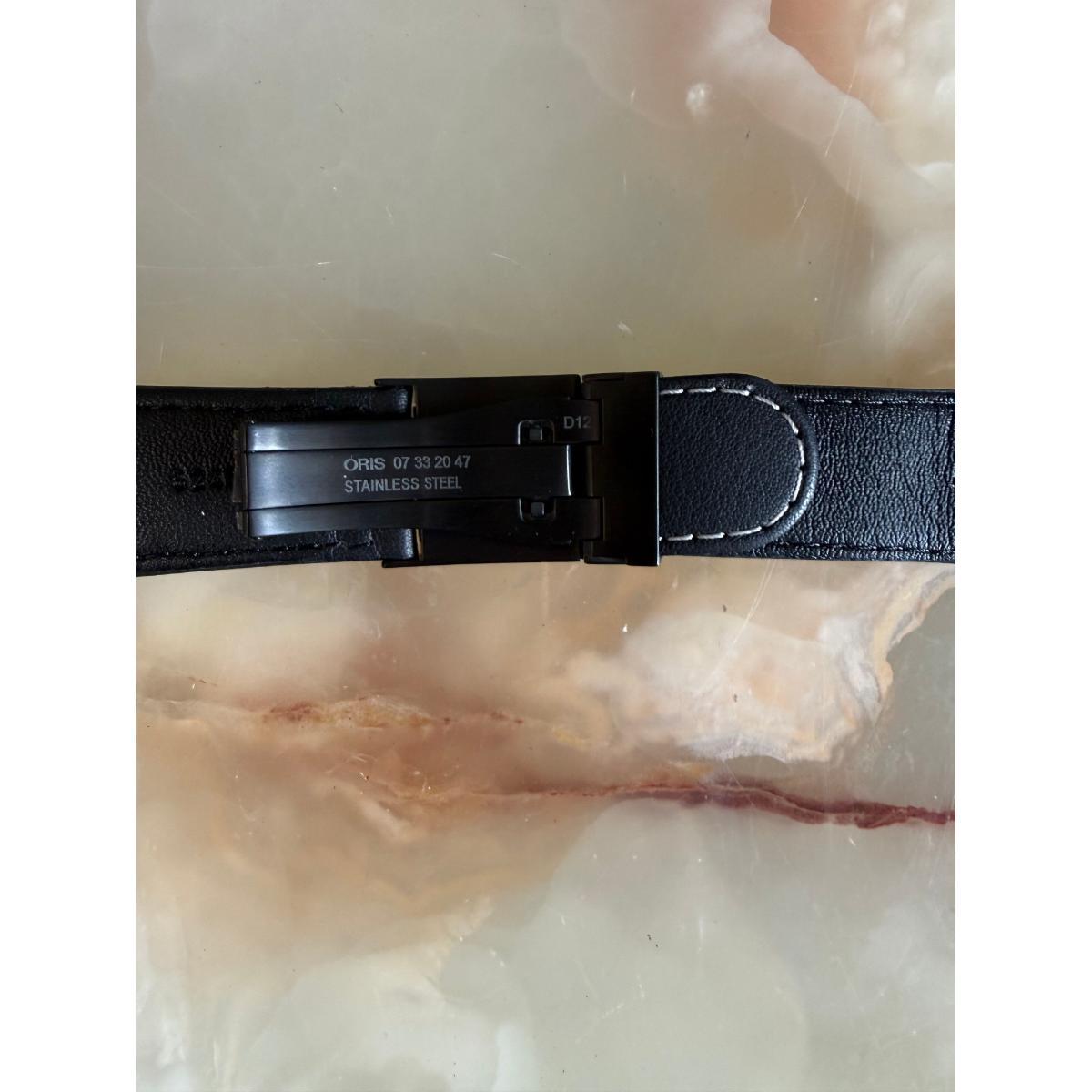 Authentic Oris Black Leather Watch Strap Band 25mm w Deployant Buckle 52458