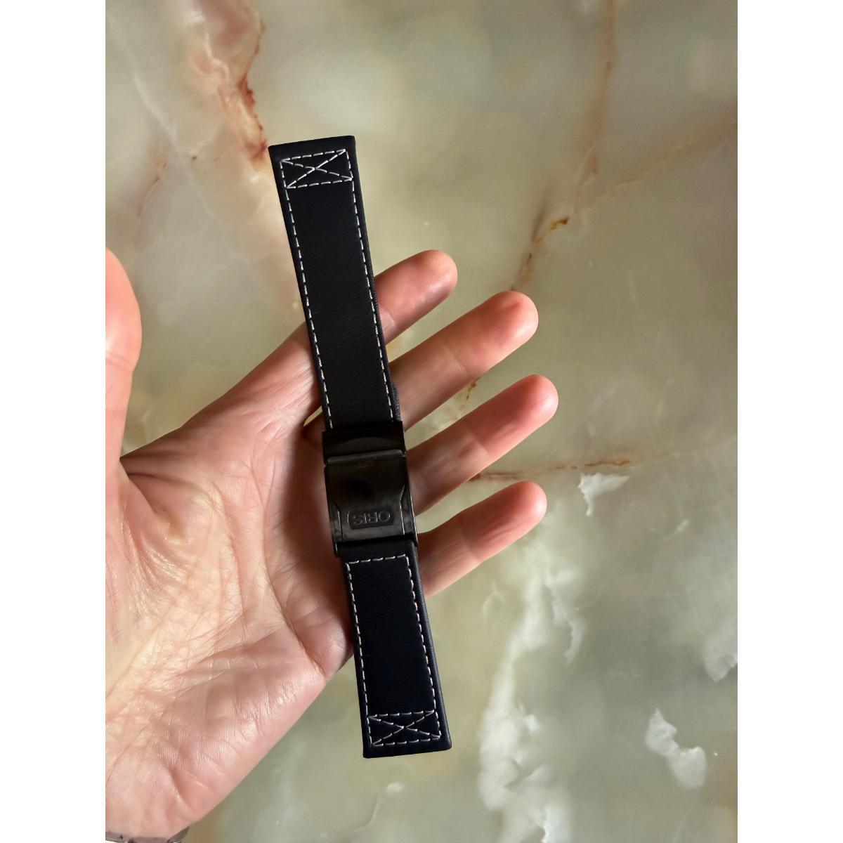 Authentic Oris Black Leather Watch Strap Band 25mm w Deployant Buckle 52458