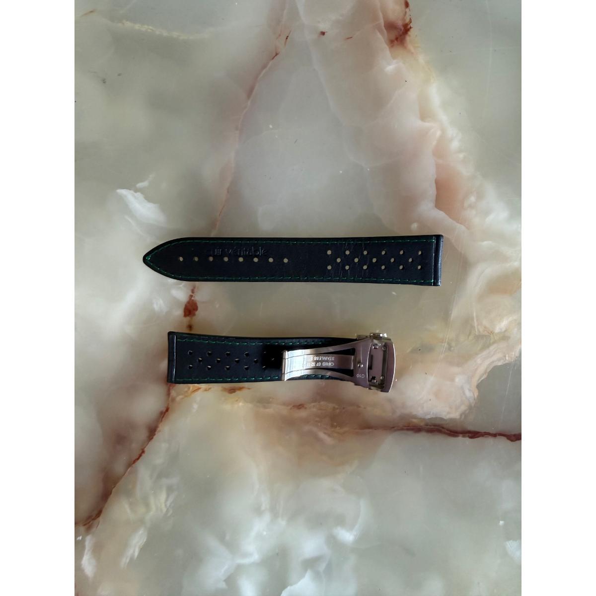 Authentic Oris Black Leather Watch Strap Band 21mm w Deployant Buckle 62163