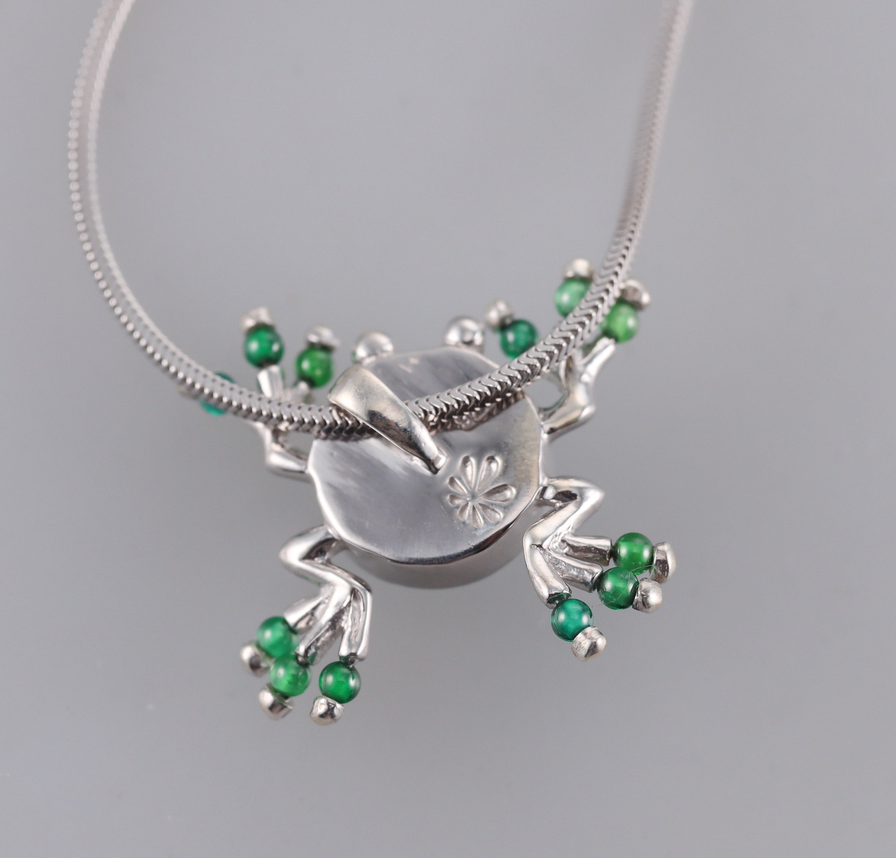 MarahLago Sterling Silver Larimar Frog Pendant Necklace Retail $200 #025