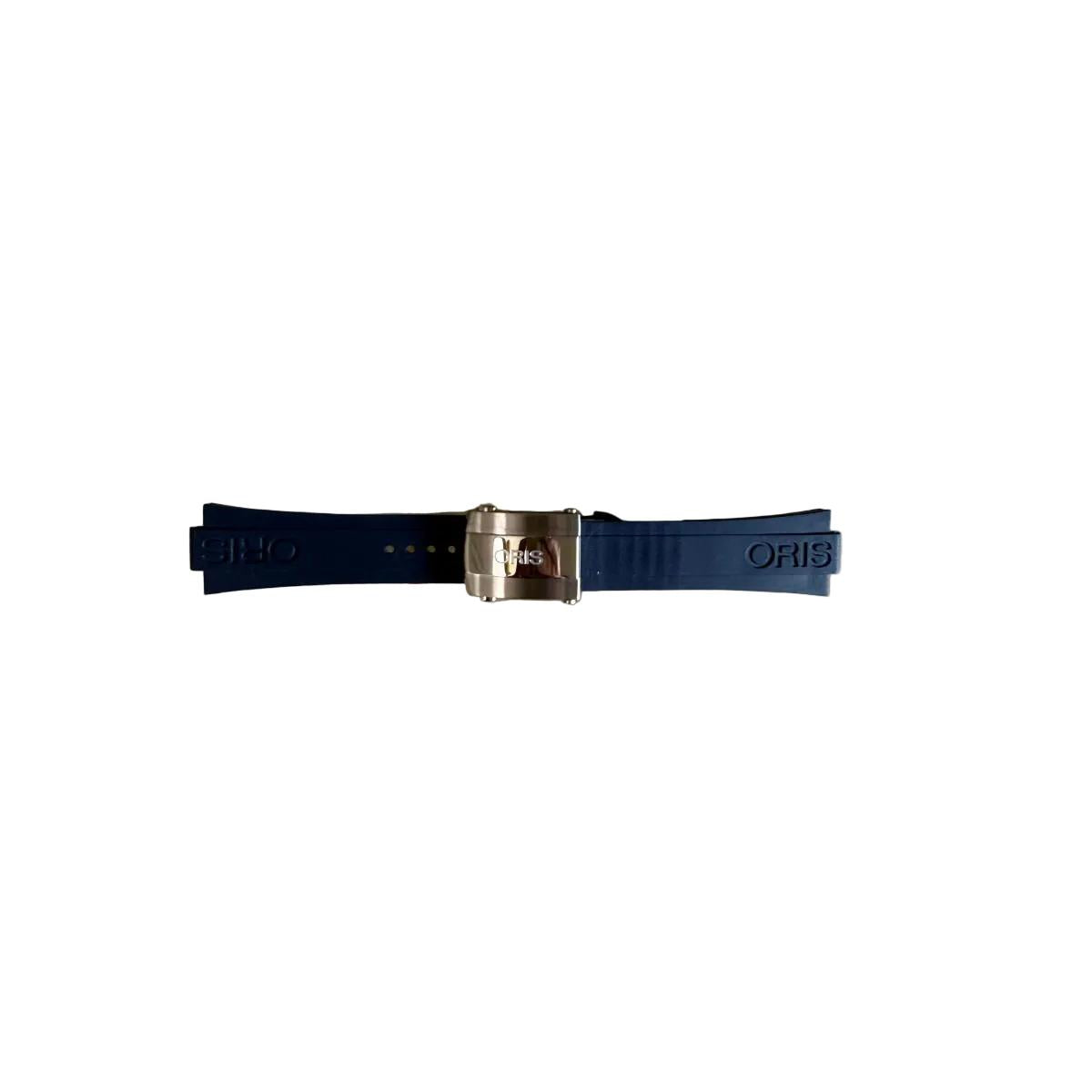 Authentic Oris Blue Rubber Watch Strap Band 25mm w Deployant Buckle 07 4 26 35