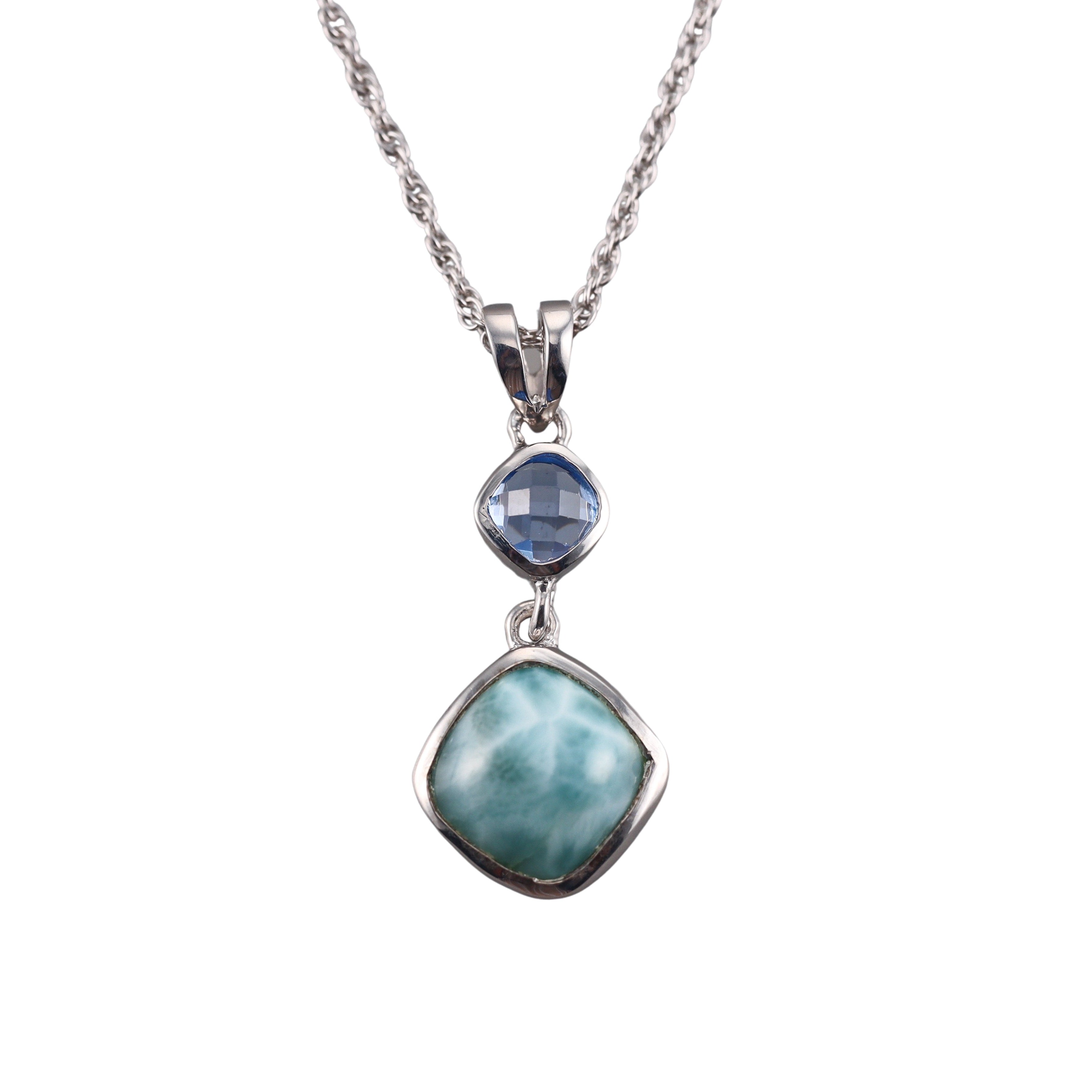 MarahLago Sterling Silver Larimar Pendant Necklace Retail $235