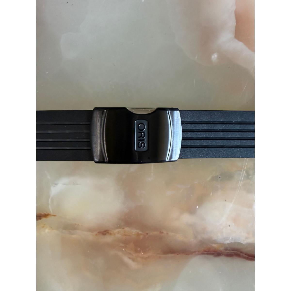 Authentic Oris Black Rubber Watch Strap Band 23mm w Deployant Buckle 4 25 01