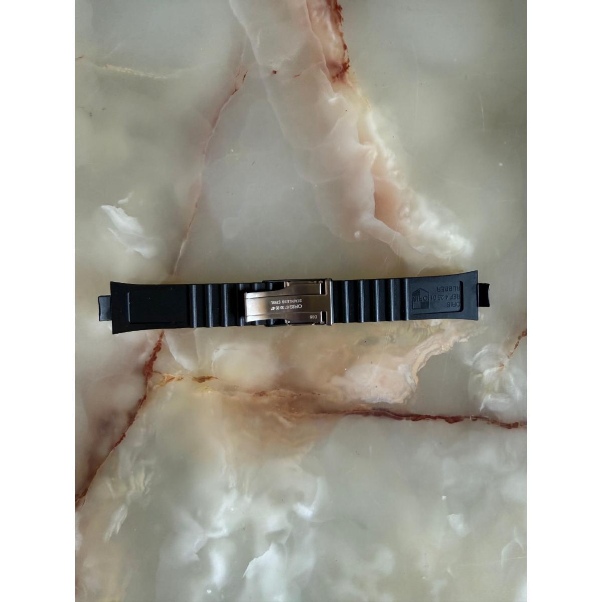 Authentic Oris Black Rubber Watch Strap Band 23mm w Deployant Buckle 4 25 01