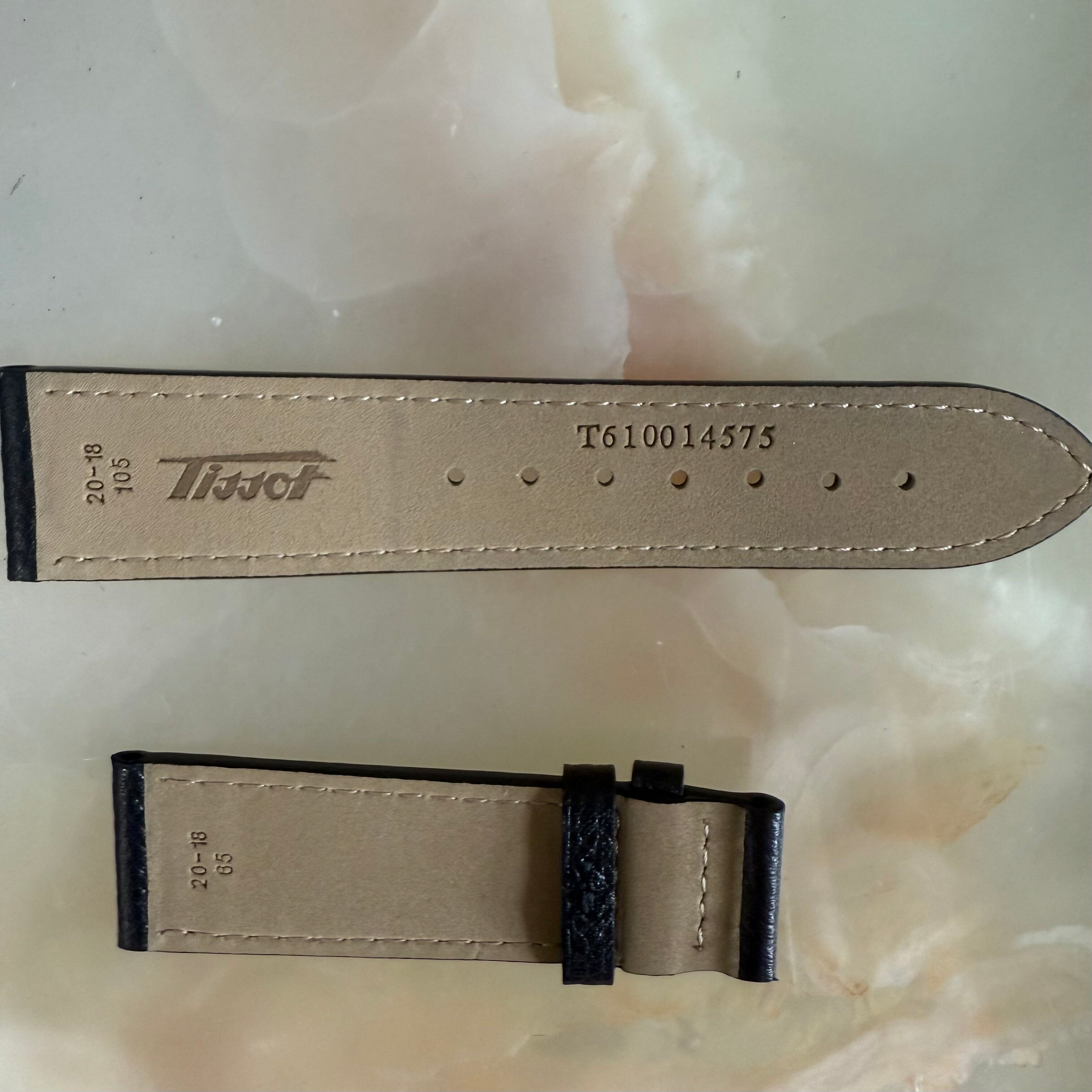 Authentic Tissot Black Leather Watch Strap Band 20mm T610014575