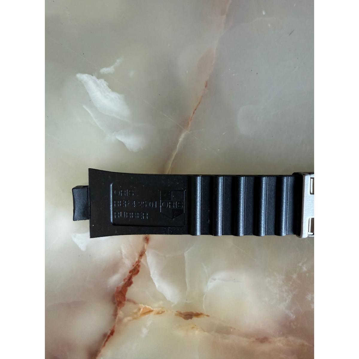 Authentic Oris Black Rubber Watch Strap Band 23mm w Deployant Buckle 4 25 01