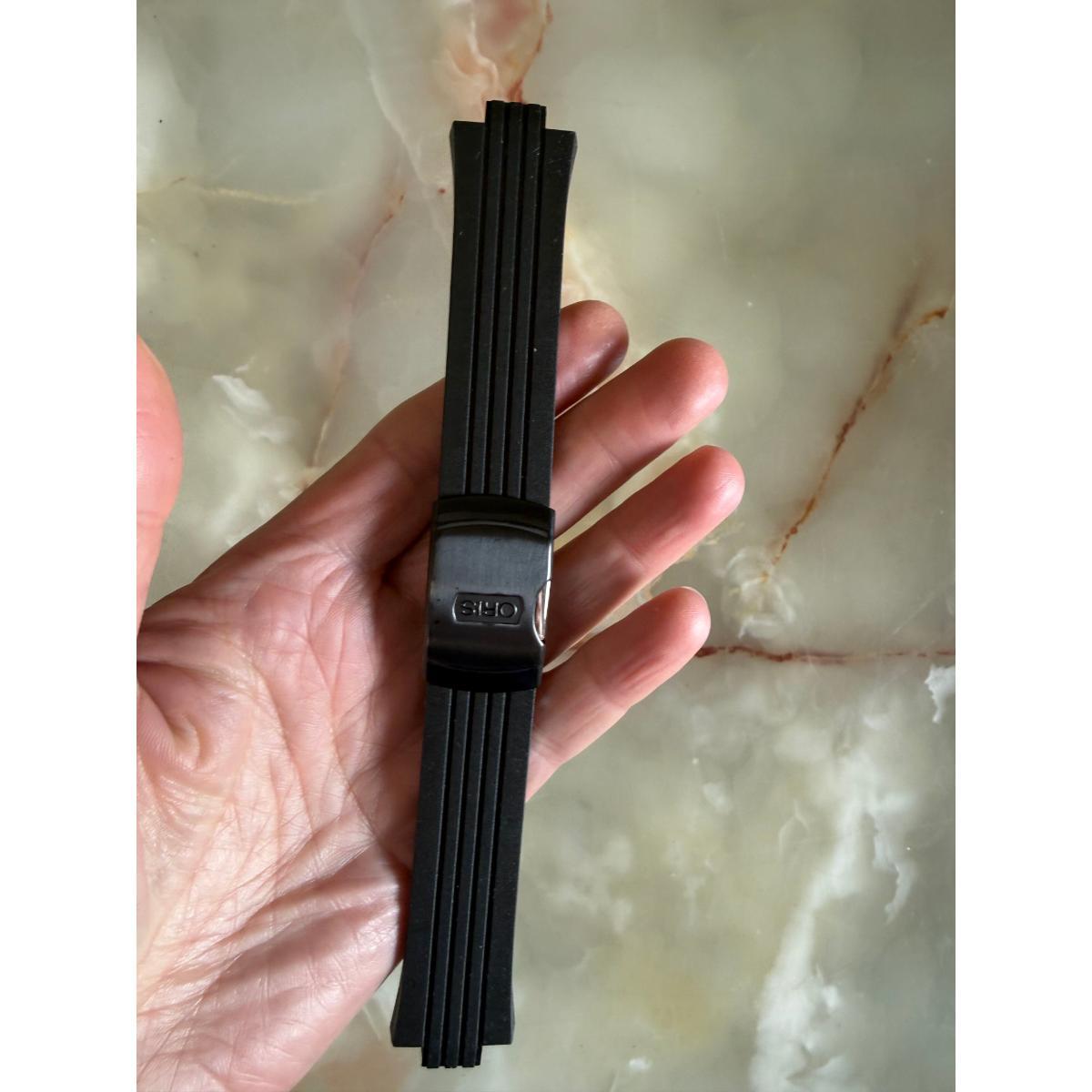 Authentic Oris Black Rubber Watch Strap Band 23mm w Deployant Buckle 4 25 01
