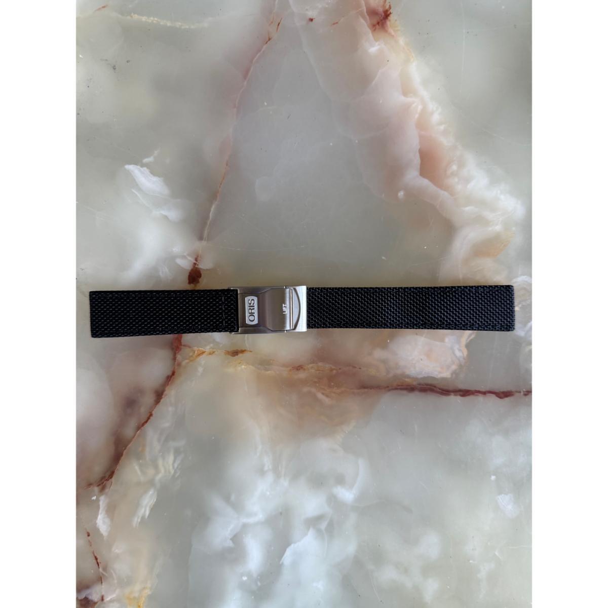 Authentic Oris Black Textile Watch Strap Band 20mm w Deployant Buckle 0752015
