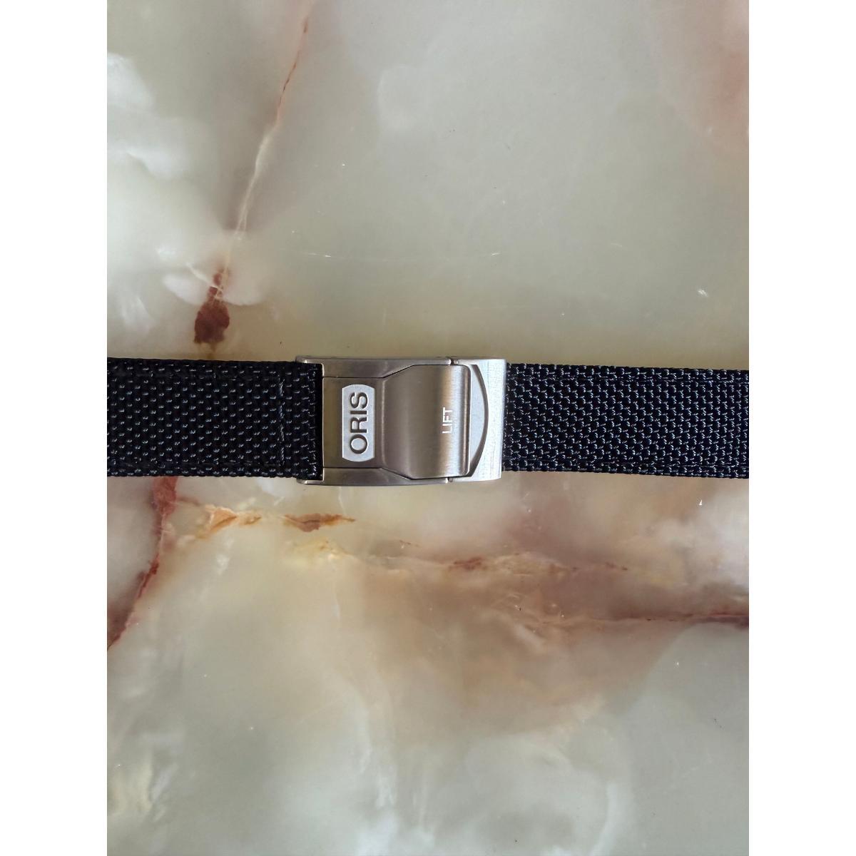 Authentic Oris Black Textile Watch Strap Band 20mm w Deployant Buckle 0752015