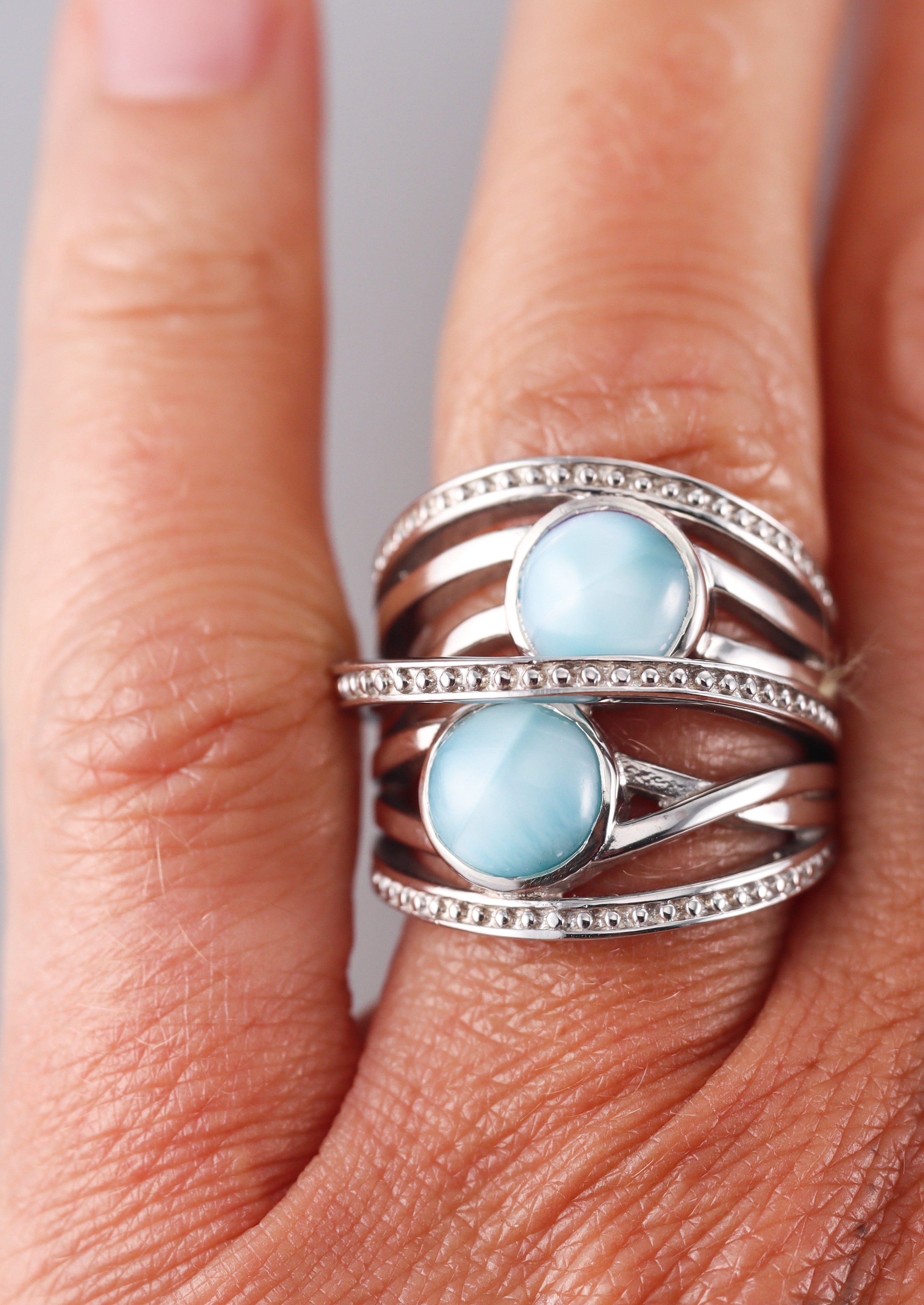 Marahlago Sterling Silver Larimar Ring Retail $321 #03