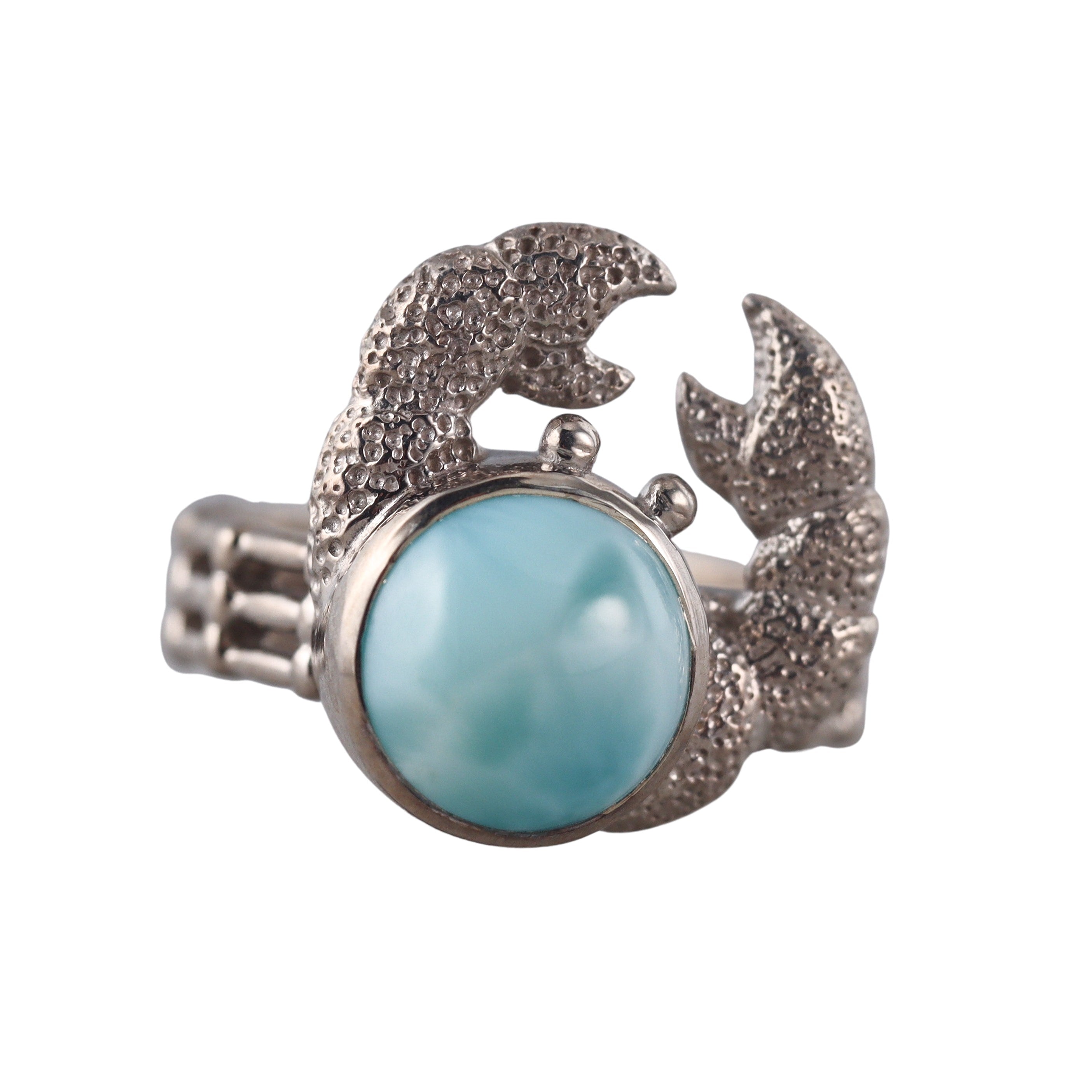 Marahlago Sterling Silver Larimar Crab Ring Retail $262
