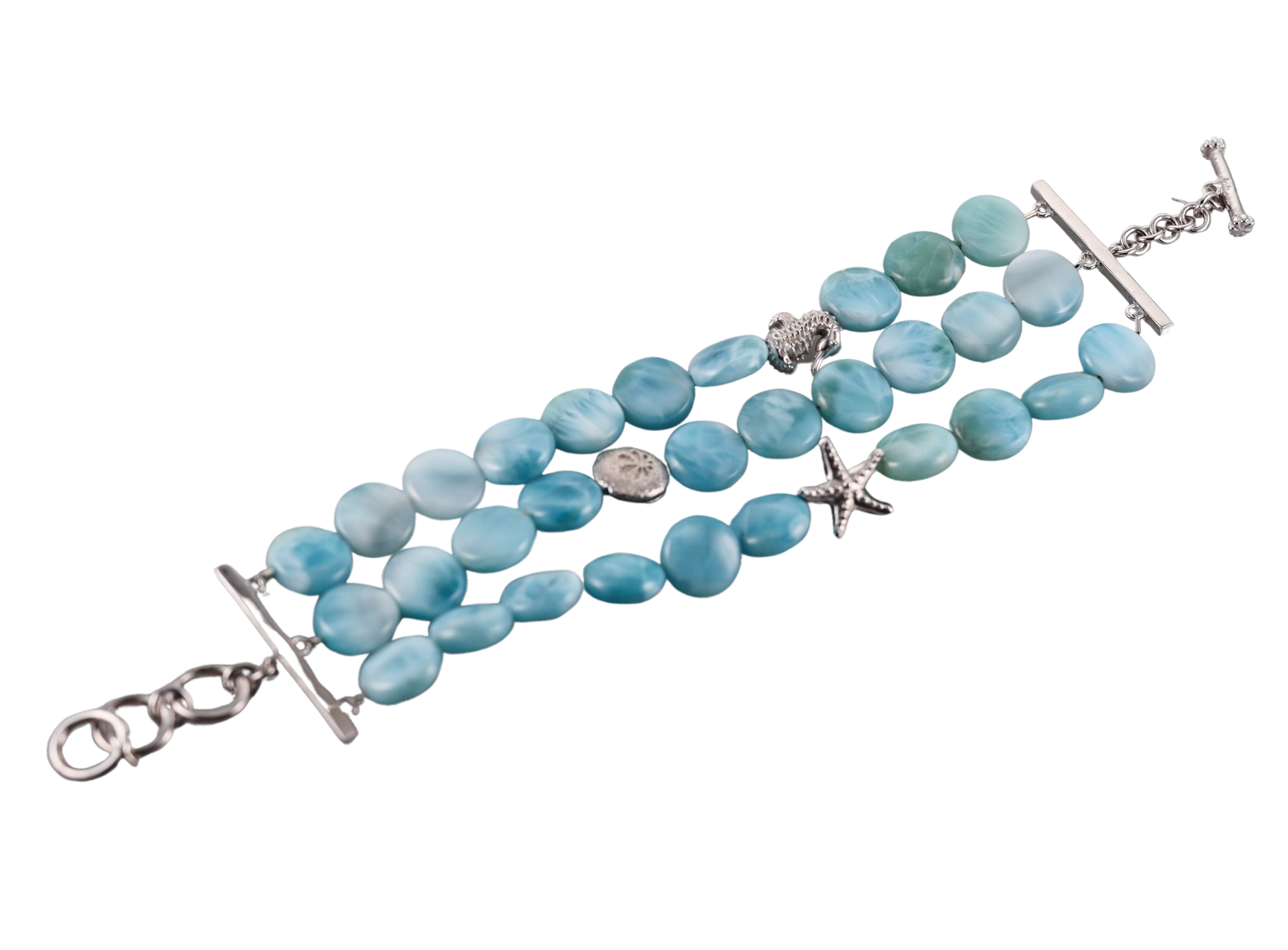 Marahlago Sterling Silver Larimar Sea Collection Bracelet Retail $861 #019