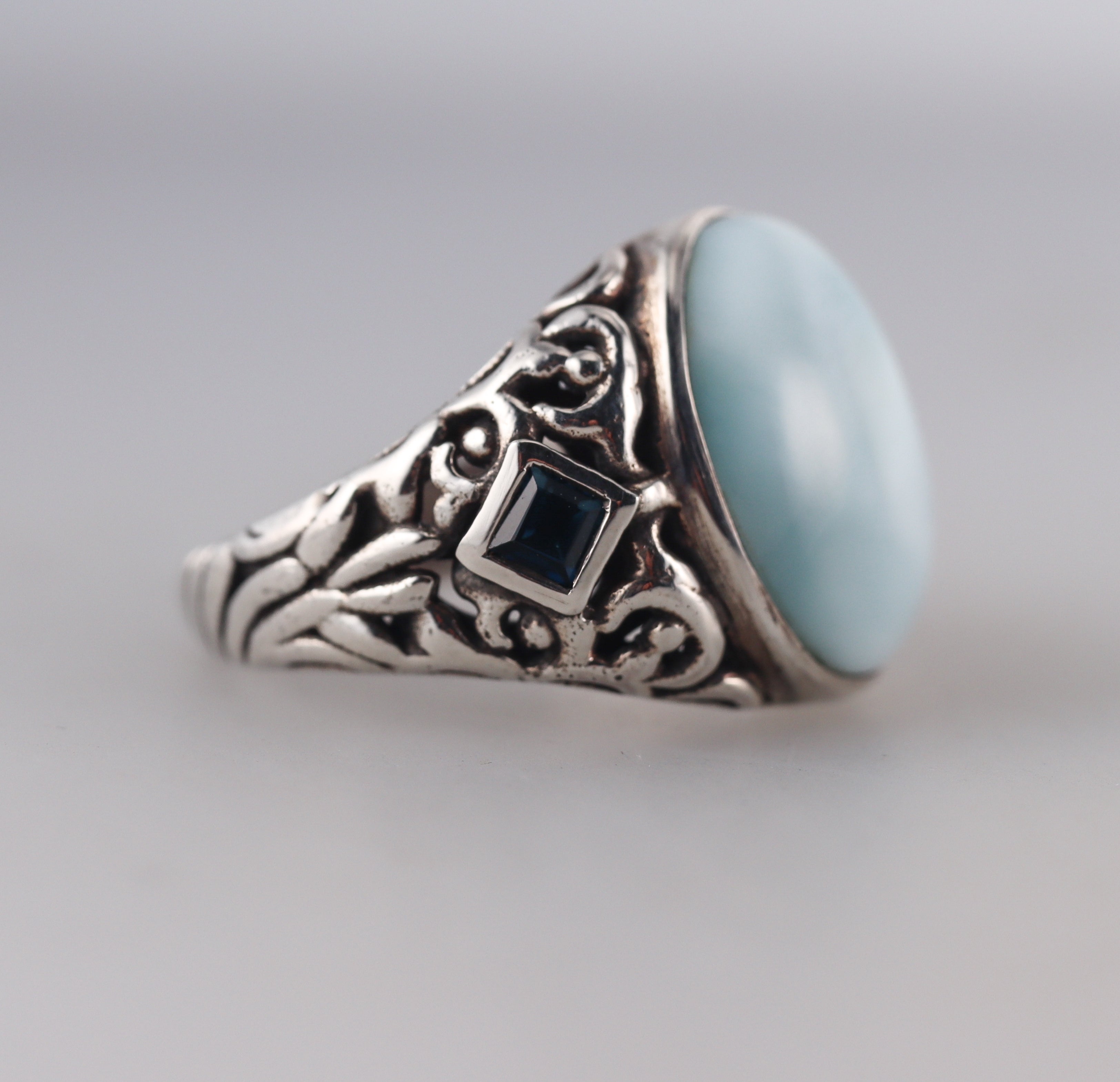 Marahlago Sterling Silver Larimar Blue Topaz Ring Retail $402 #013