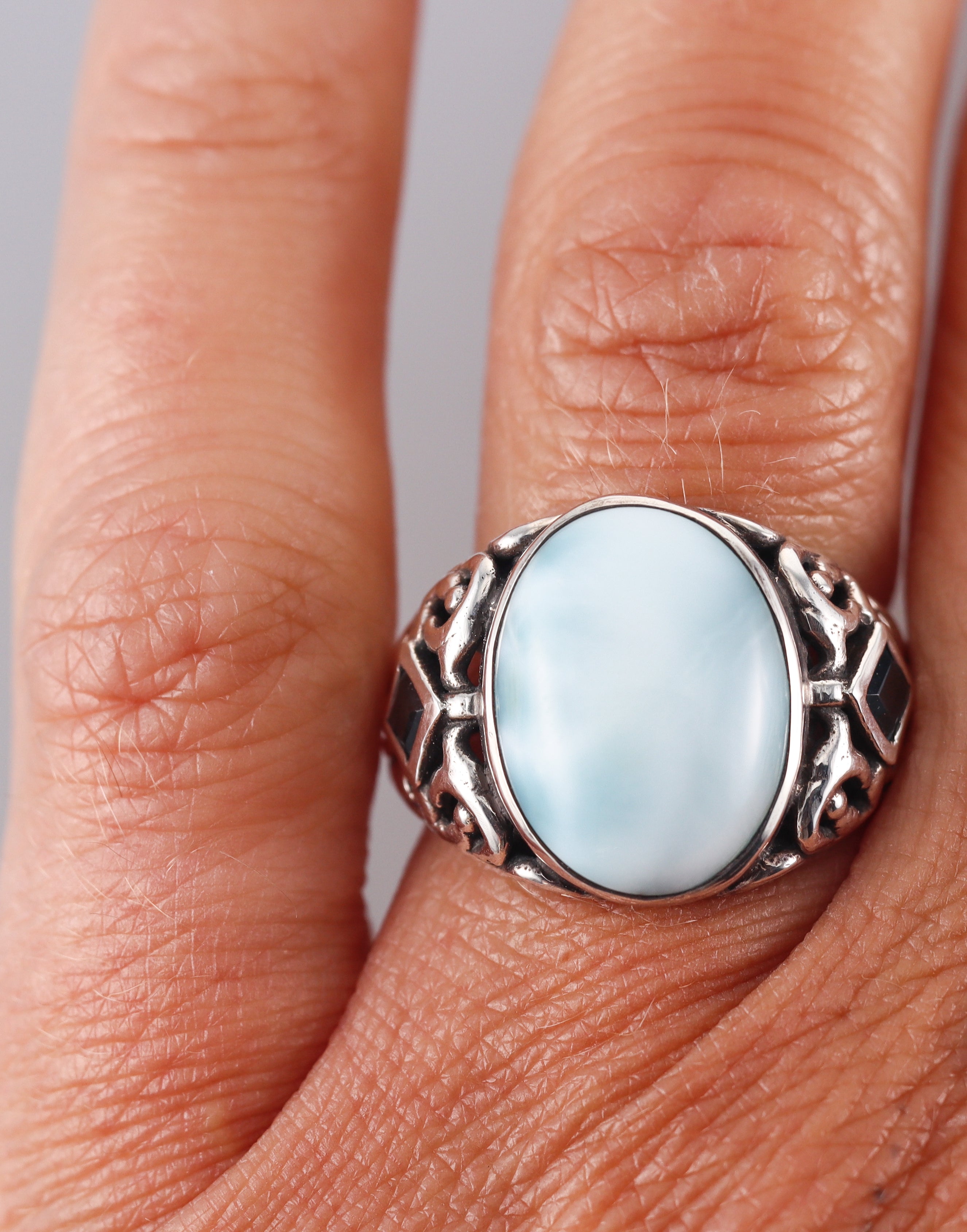 Marahlago Sterling Silver Larimar Blue Topaz Ring Retail $402 #013