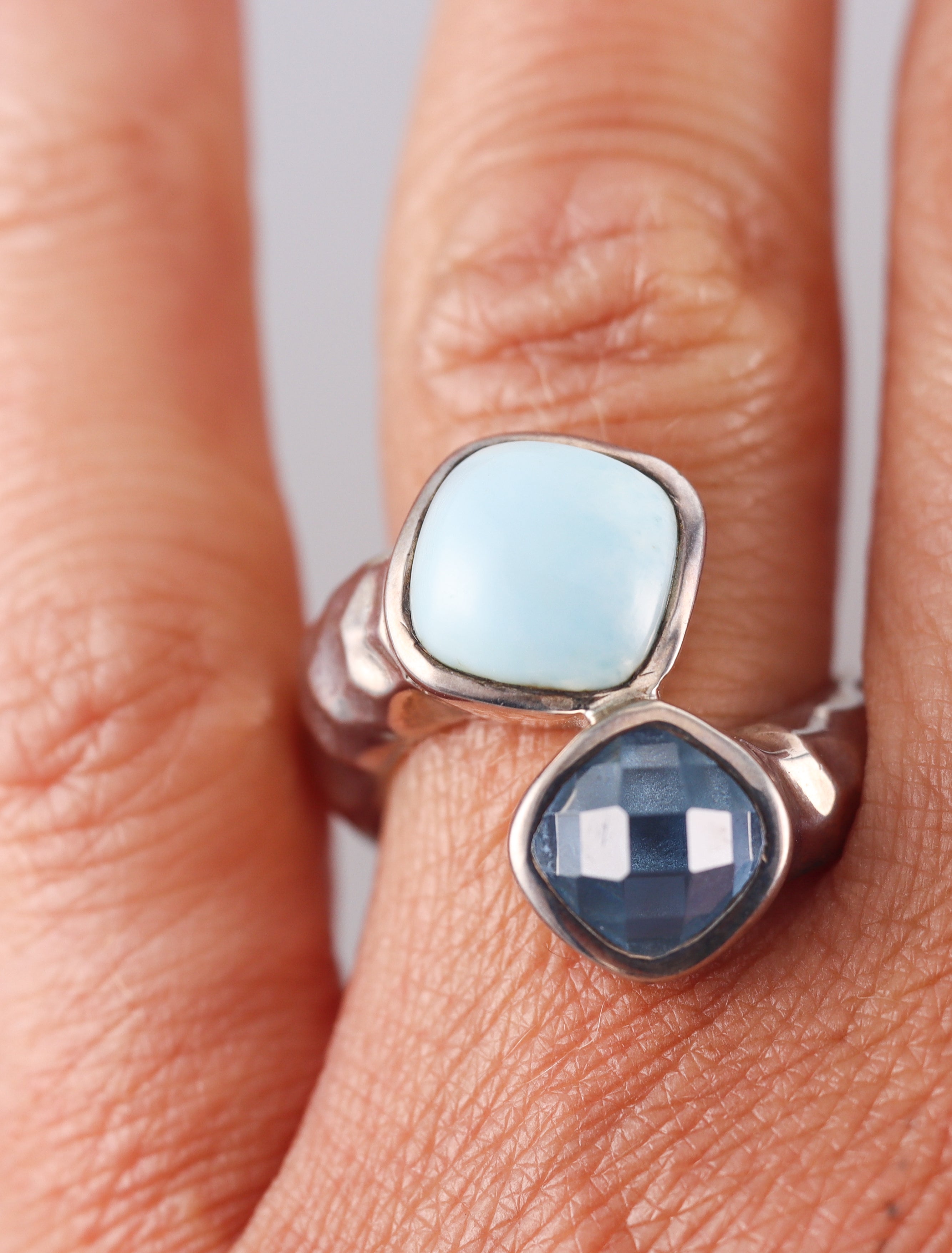 Marahlago Sterling Silver Larimar Blue Topaz Ring Retail $367 #012