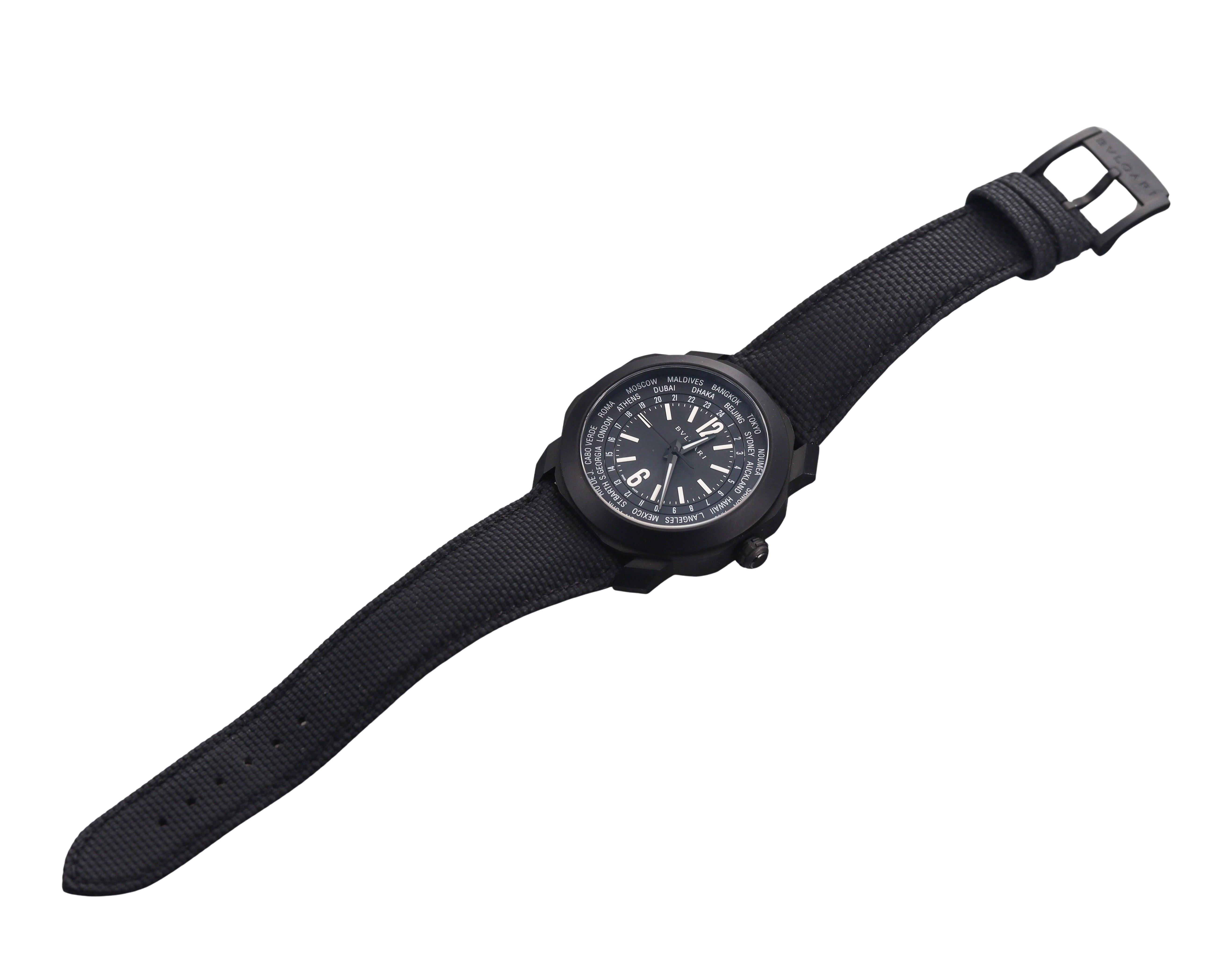 Bulgari Octo Roma World Timer Black Automatic Watch OC 41 S WT