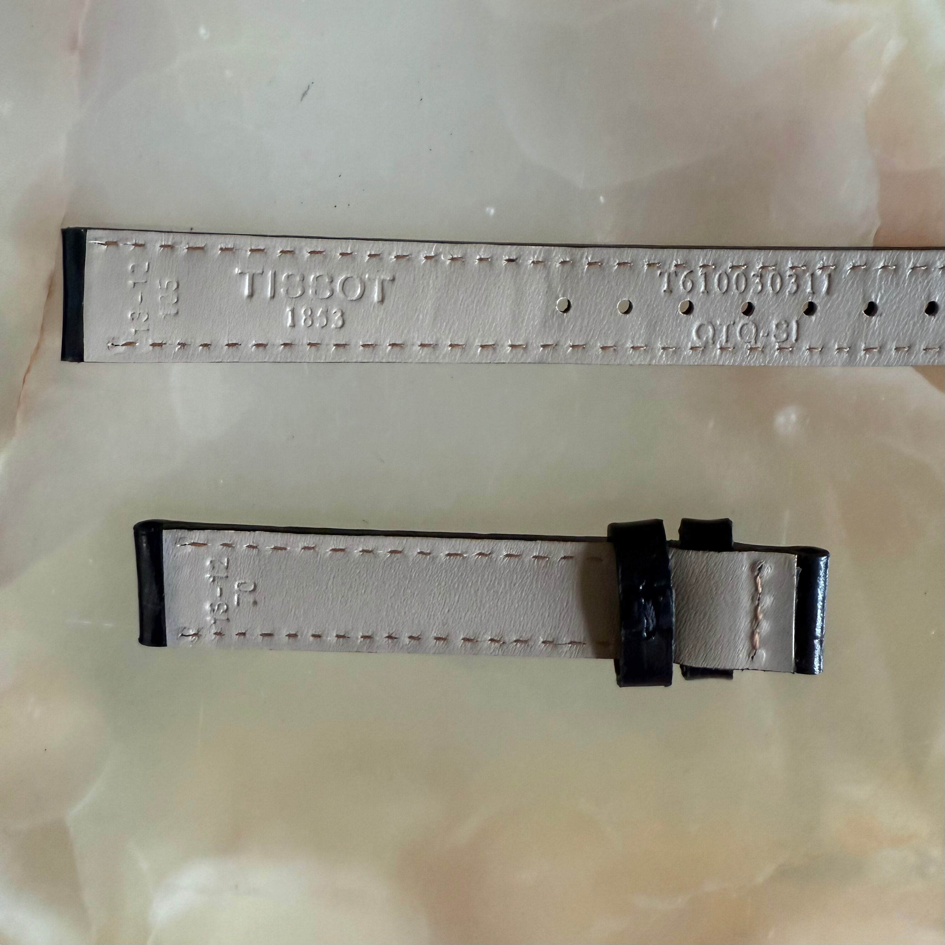 Authentic Tissot Black Genuine Leather Watch Strap Band 13mm T610030311