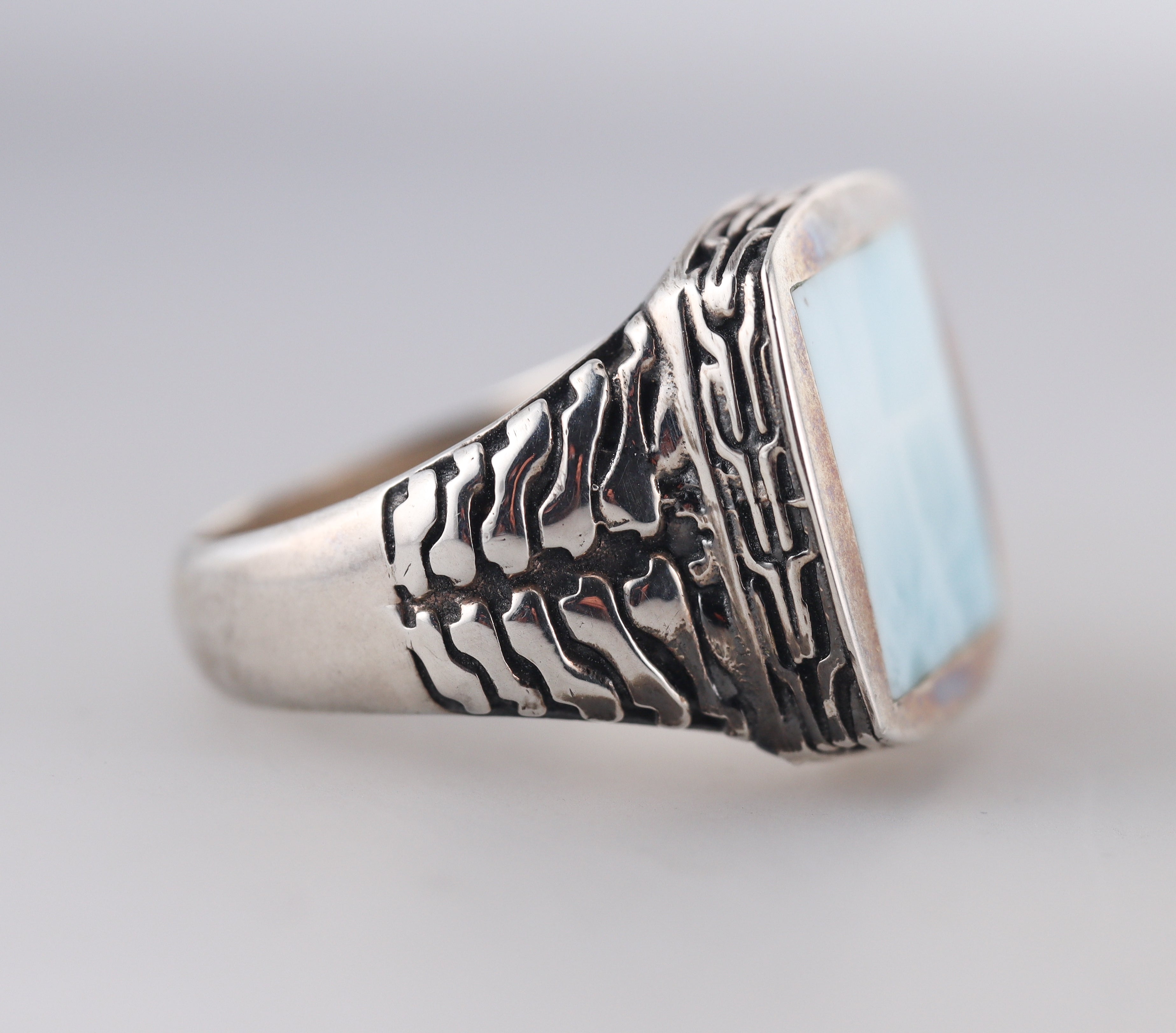 Marahlago Sterling Silver Larimar Ring Retail $372 #07