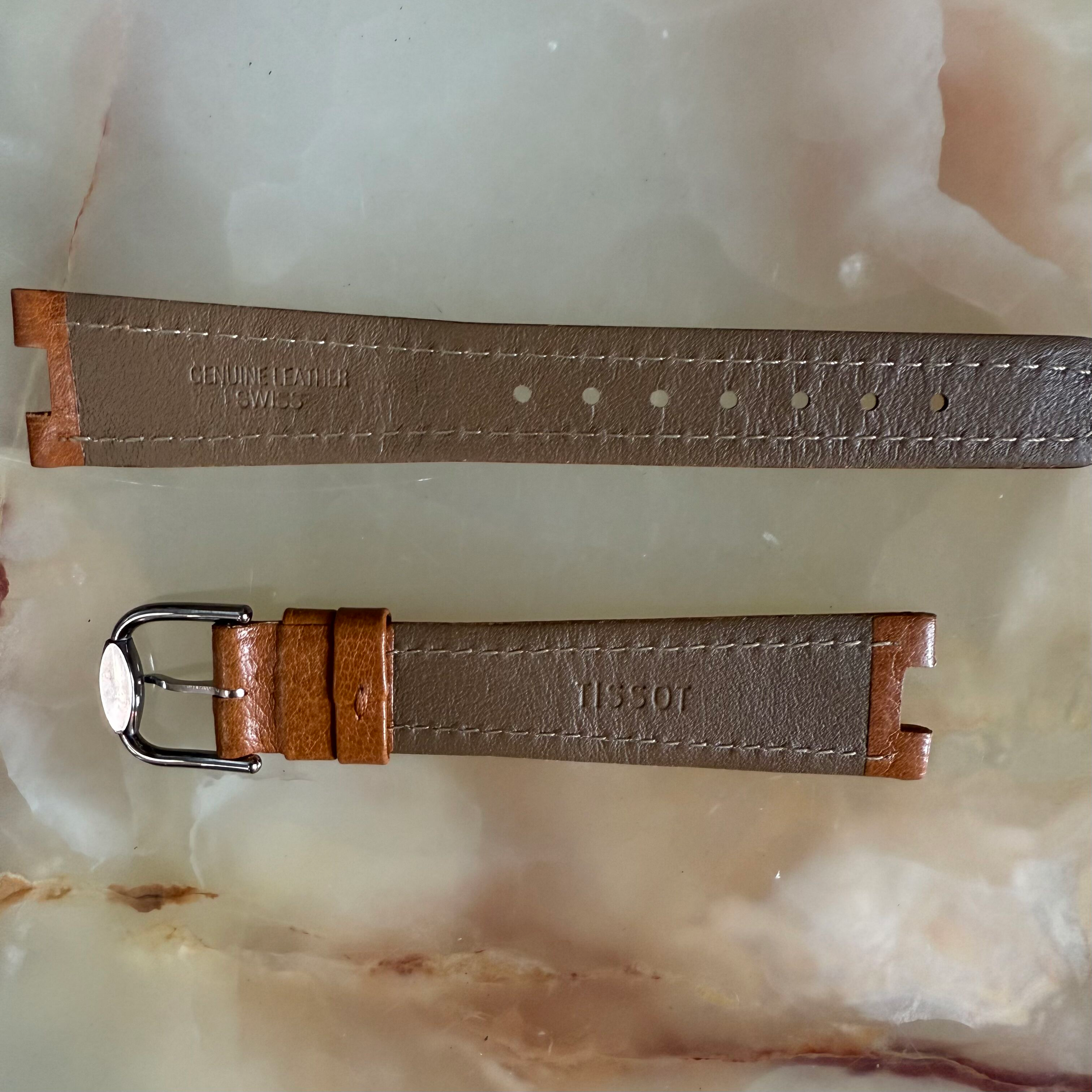 Authentic Tissot Brown Genuine Leather Watch Strap Band 18mm w Buckle T6007641814