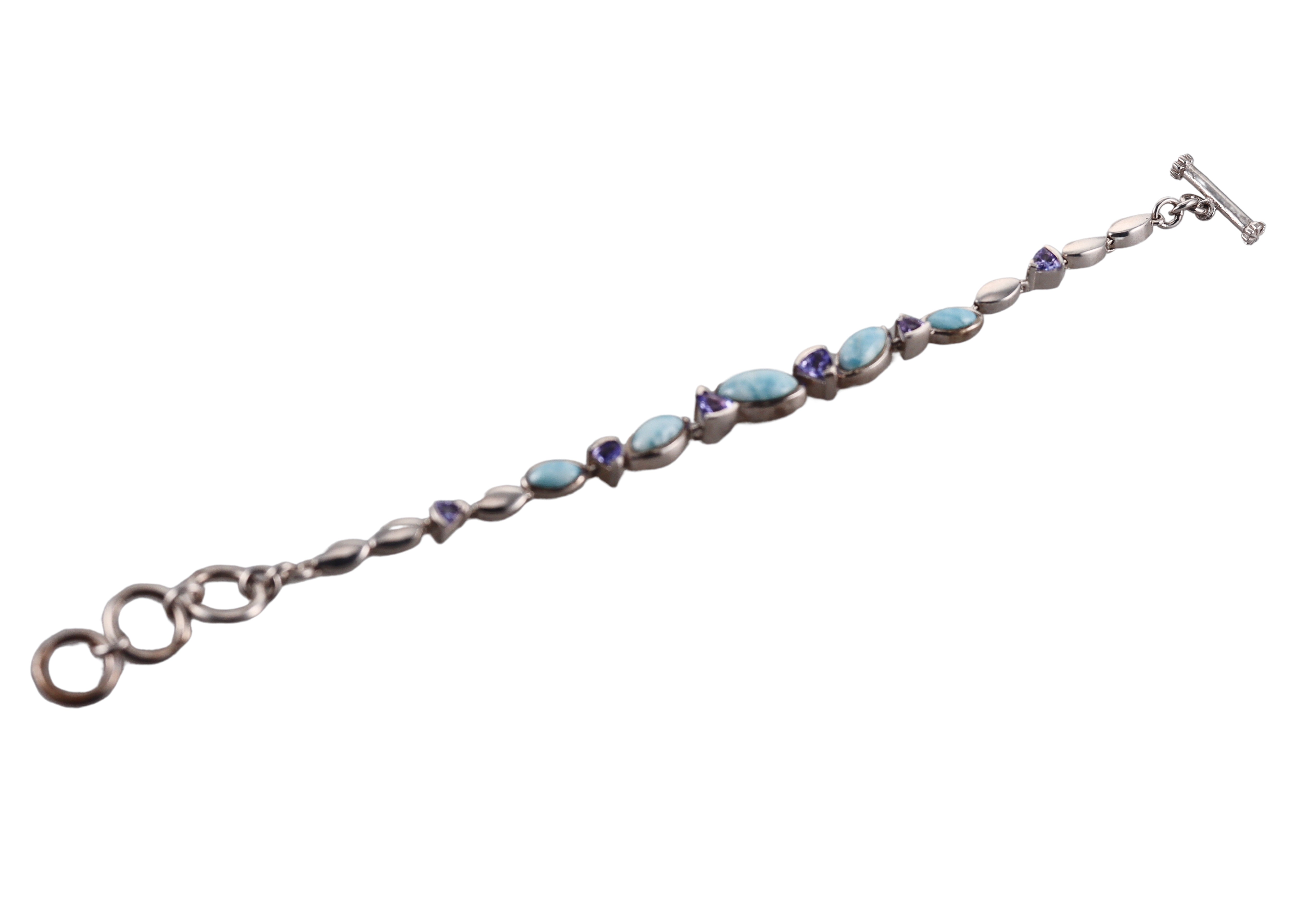 Marahlago Sterling Silver Larimar Iolite Link Bracelet Retail $1162 #021