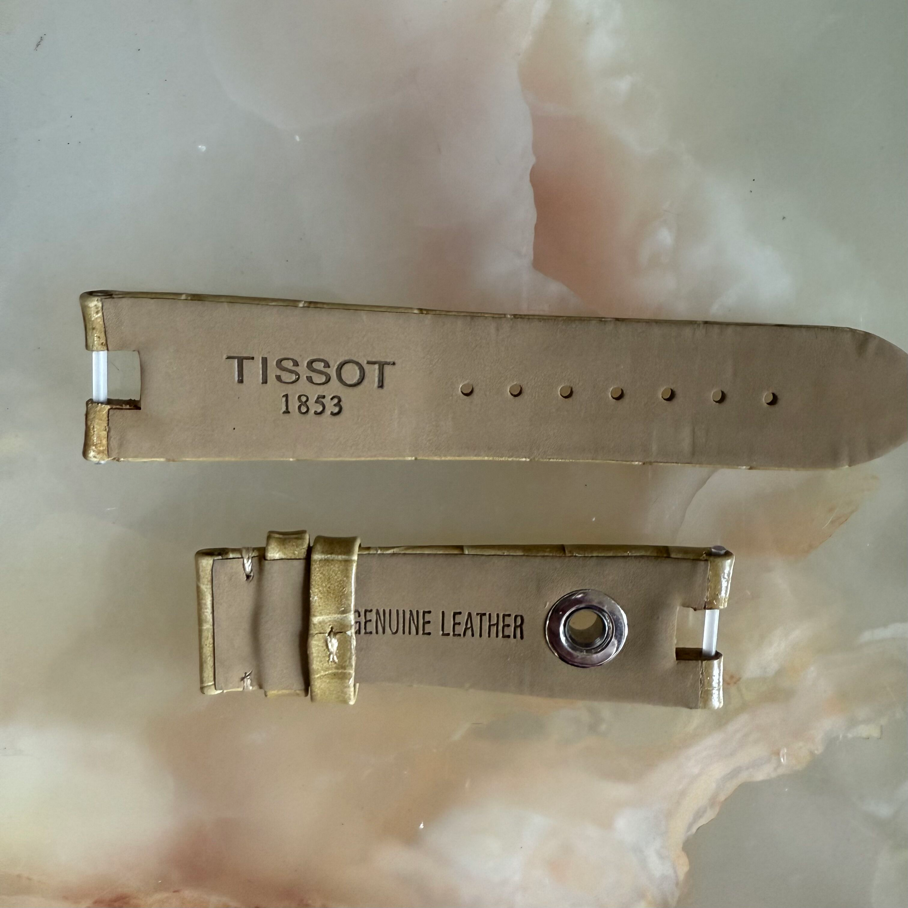Authentic Tissot Odaci-T Cream Alligator Leather Watch Strap Band 19mm
