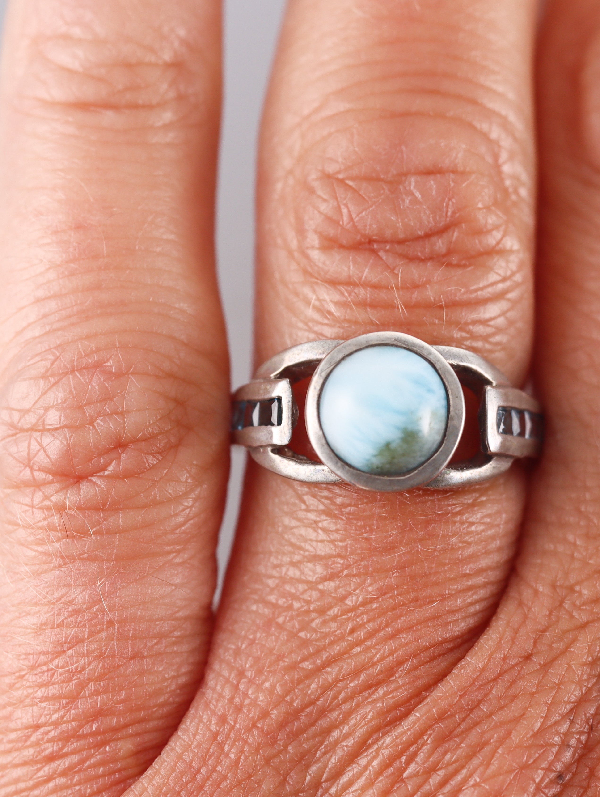 Marahlago Sterling Silver Larimar Gemstone Ring Retail $262 #014