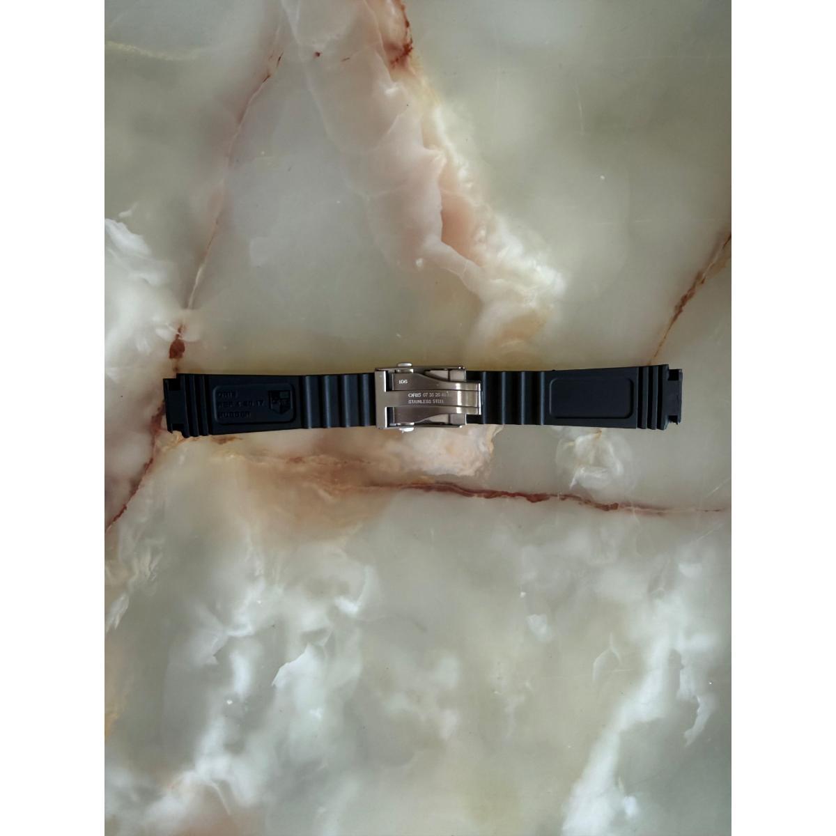 Authentic Oris Black Rubber Watch Strap Band 20mm w Deployant Buckle 4 20 17