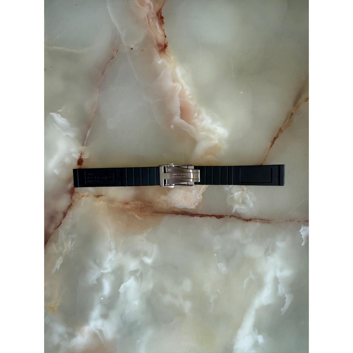 Authentic Oris Black Rubber Watch Strap Band 20mm w Deployant Buckle 4 18 10