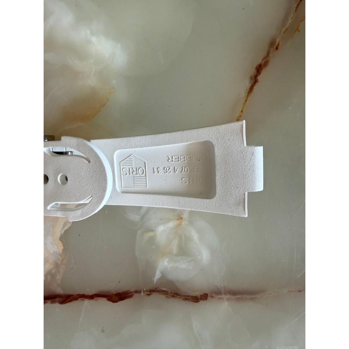 Authentic Oris White Rubber Watch Strap Band 26mm w Deployant Buckle 07 4 26 31