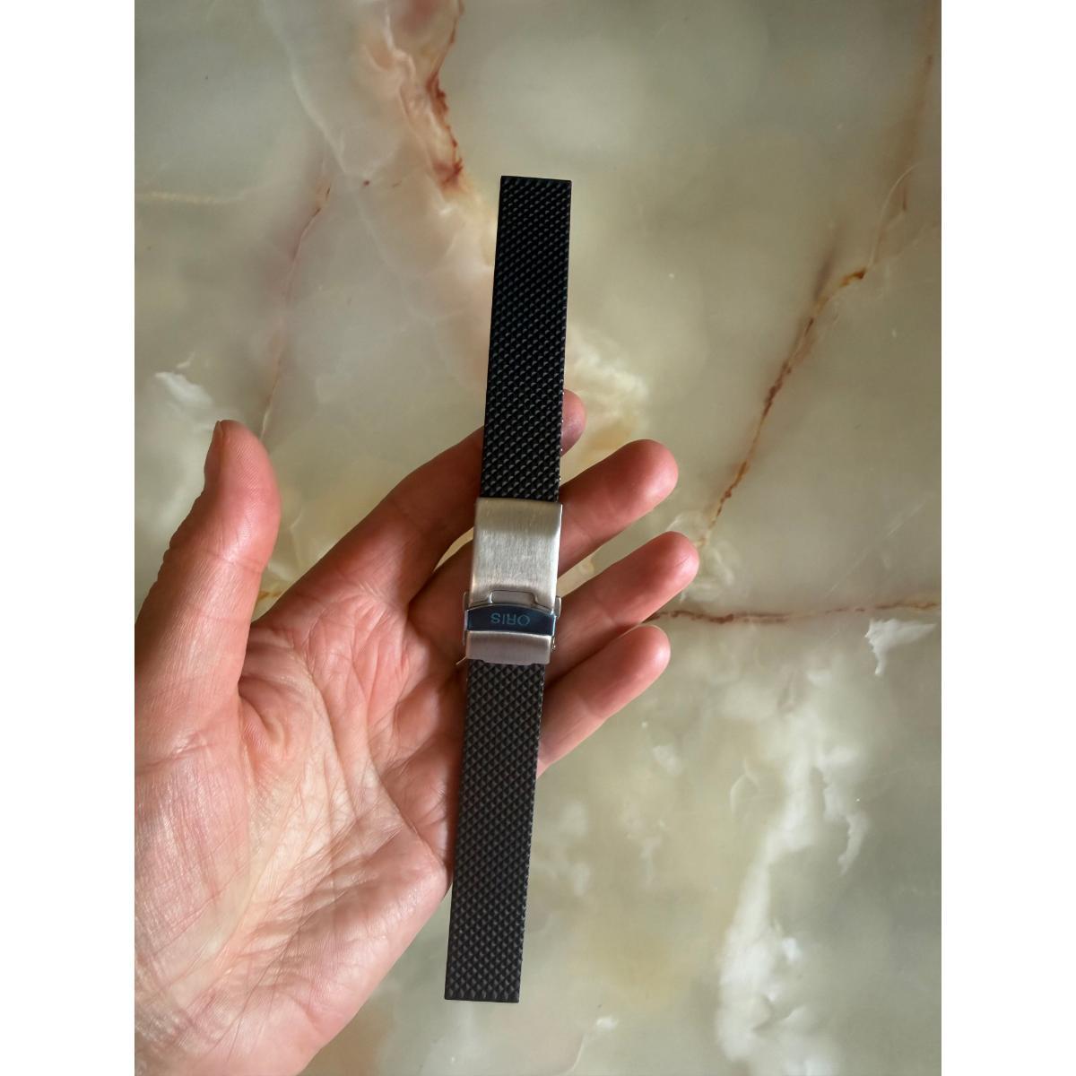 Authentic Oris Black Rubber Watch Strap Band 18mm w Deployant Buckle