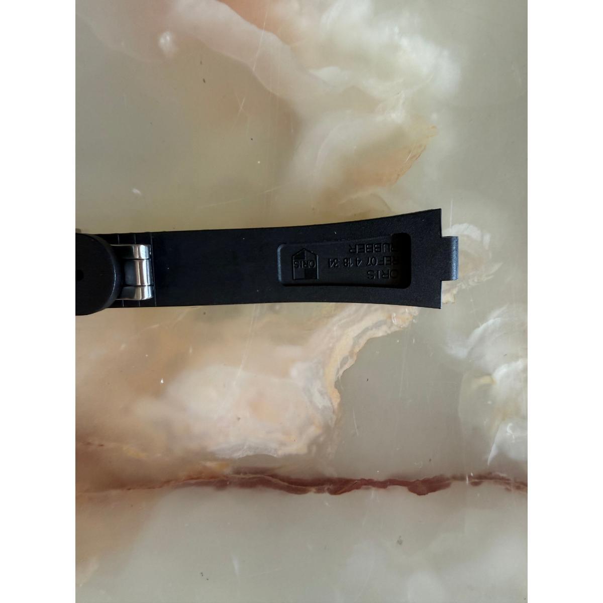 Authentic Oris Black Rubber Watch Strap Band 18mm w Deployant Buckle 07 4 18 34