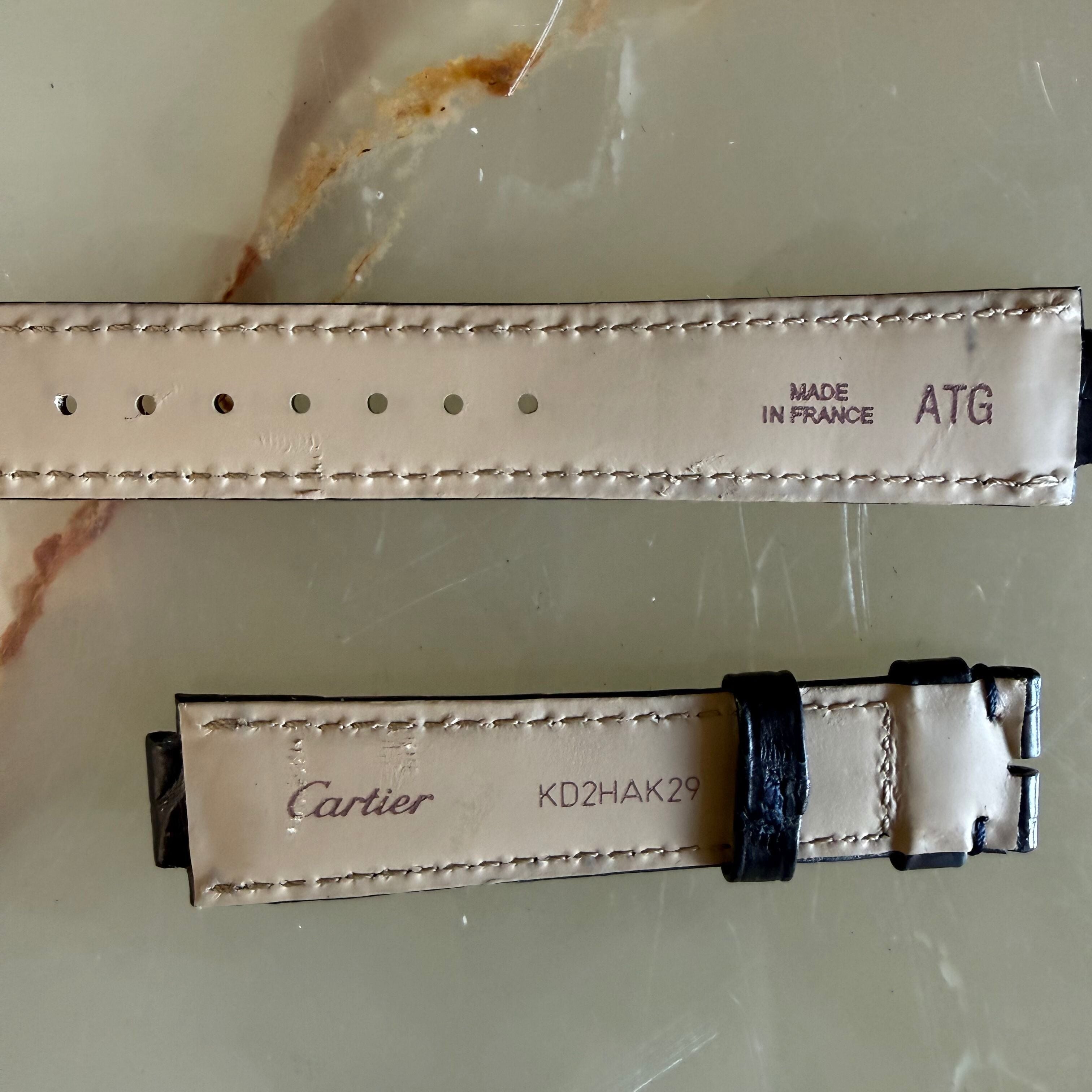 Authentic Cartier Ballon Bleu Black Alligator Watch Strap Band 18mm KD2HAK29