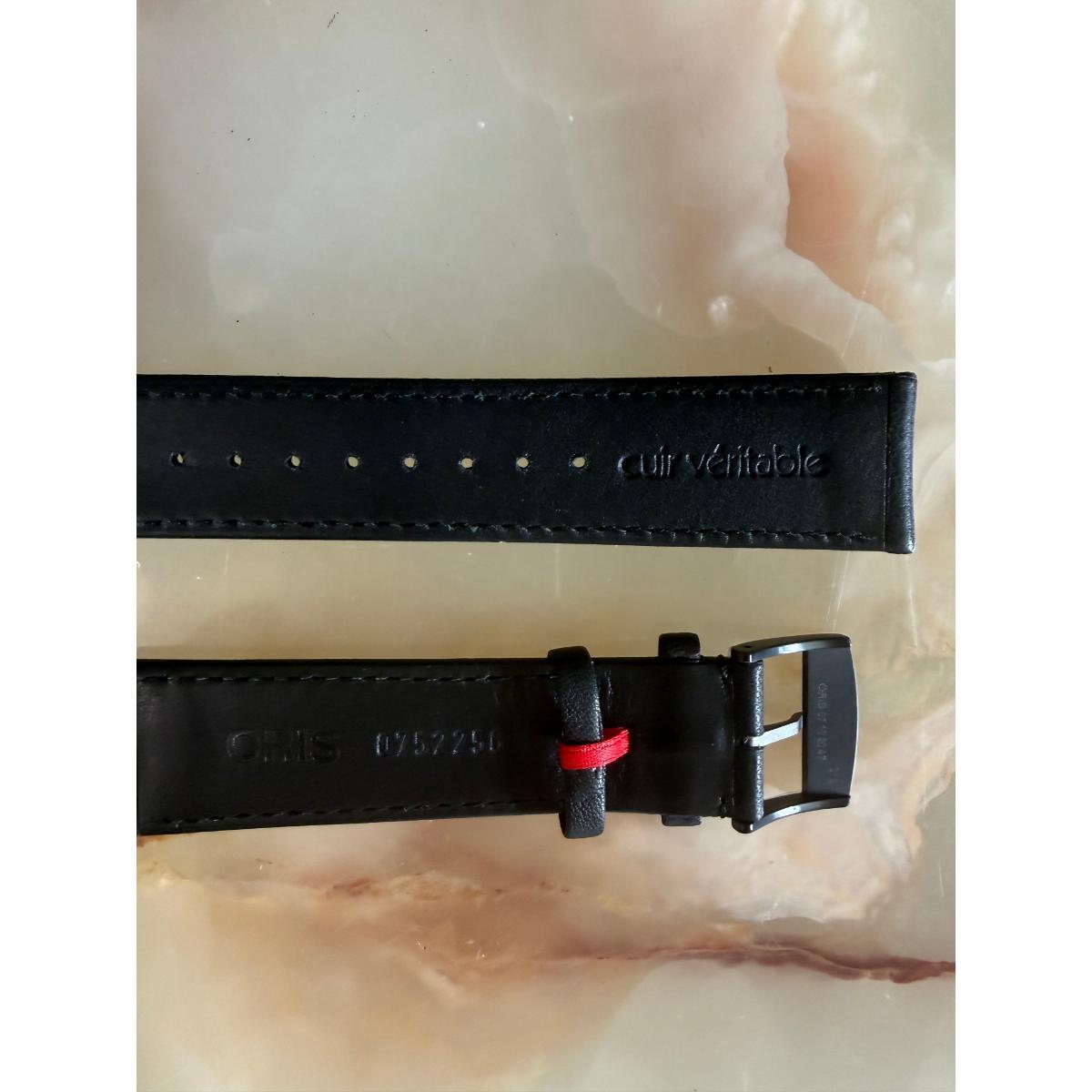 Authentic Oris Black Leather Watch Strap Band 22mm w Buckle 0752250