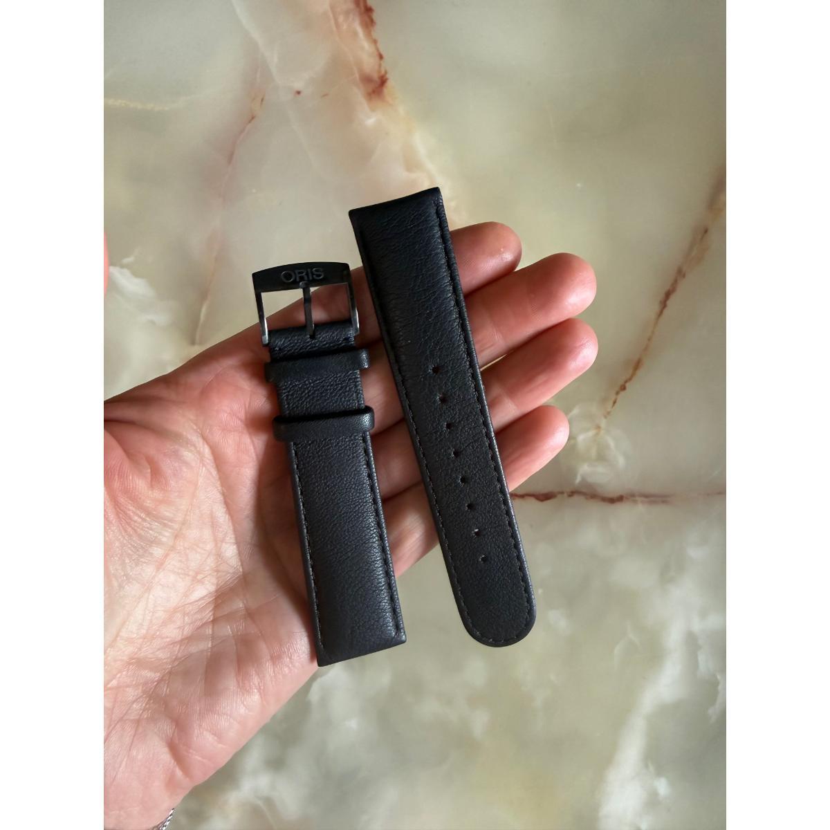 Authentic Oris Black Leather Watch Strap Band 22mm w Buckle 0752250