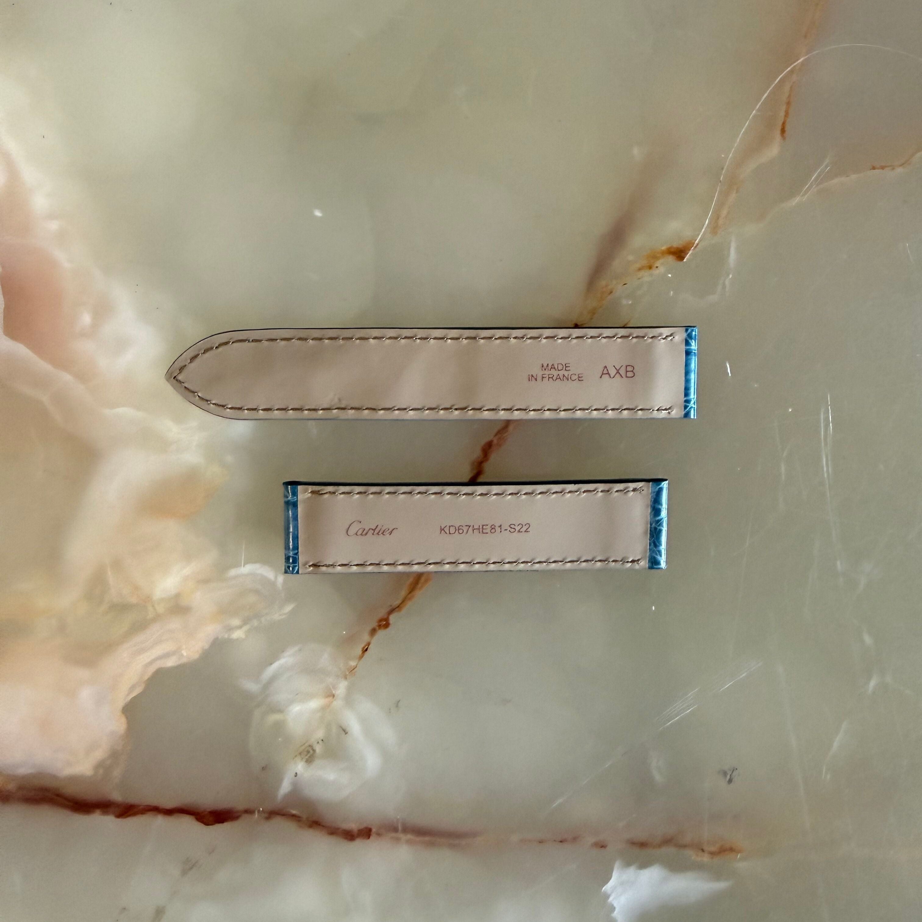 Authentic Cartier Blue Alligator Watch Strap Band 18mm KD67HE81-S22