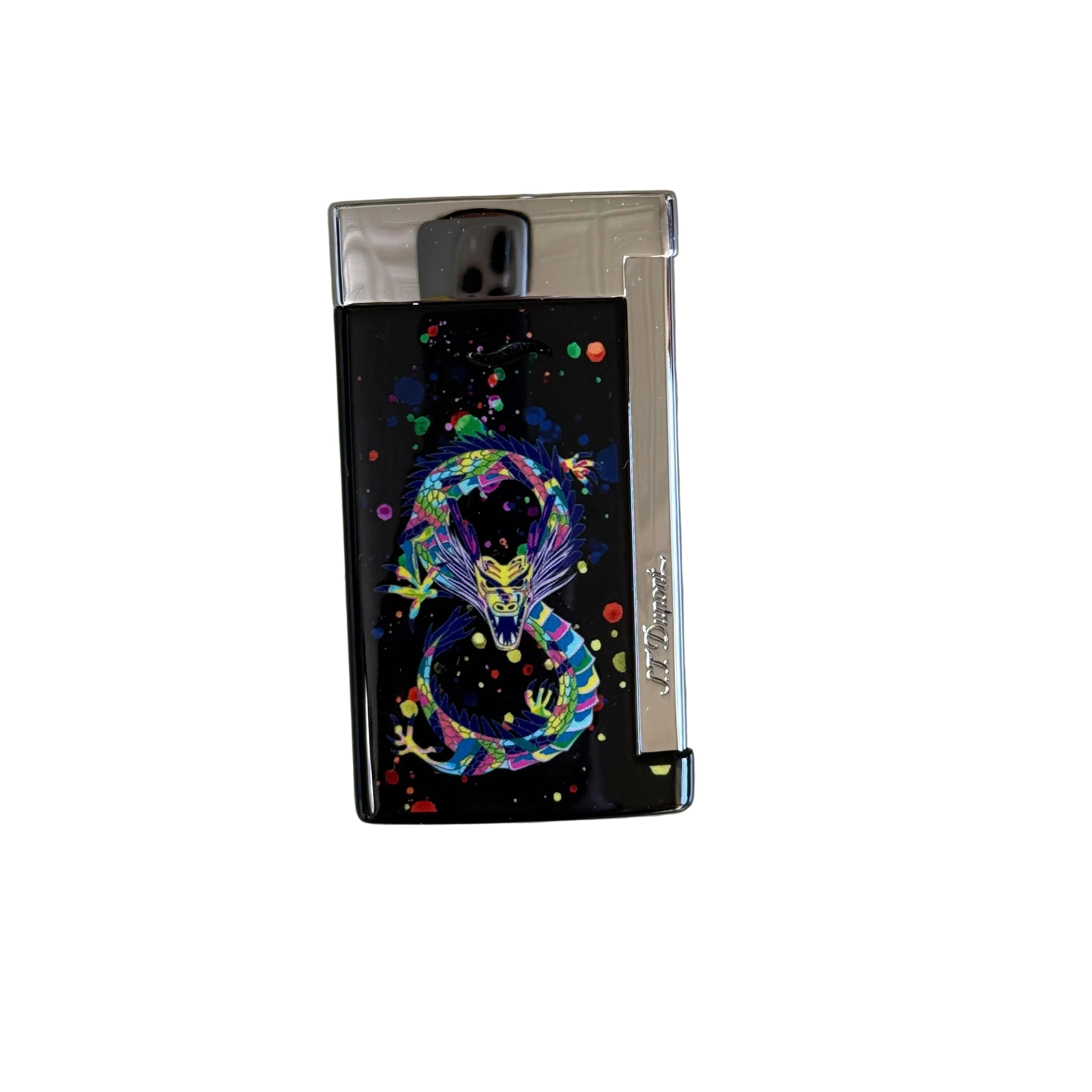 S.T. Dupont Slim 7 Dragon Black Chrome Lacquered Lighter 027777
