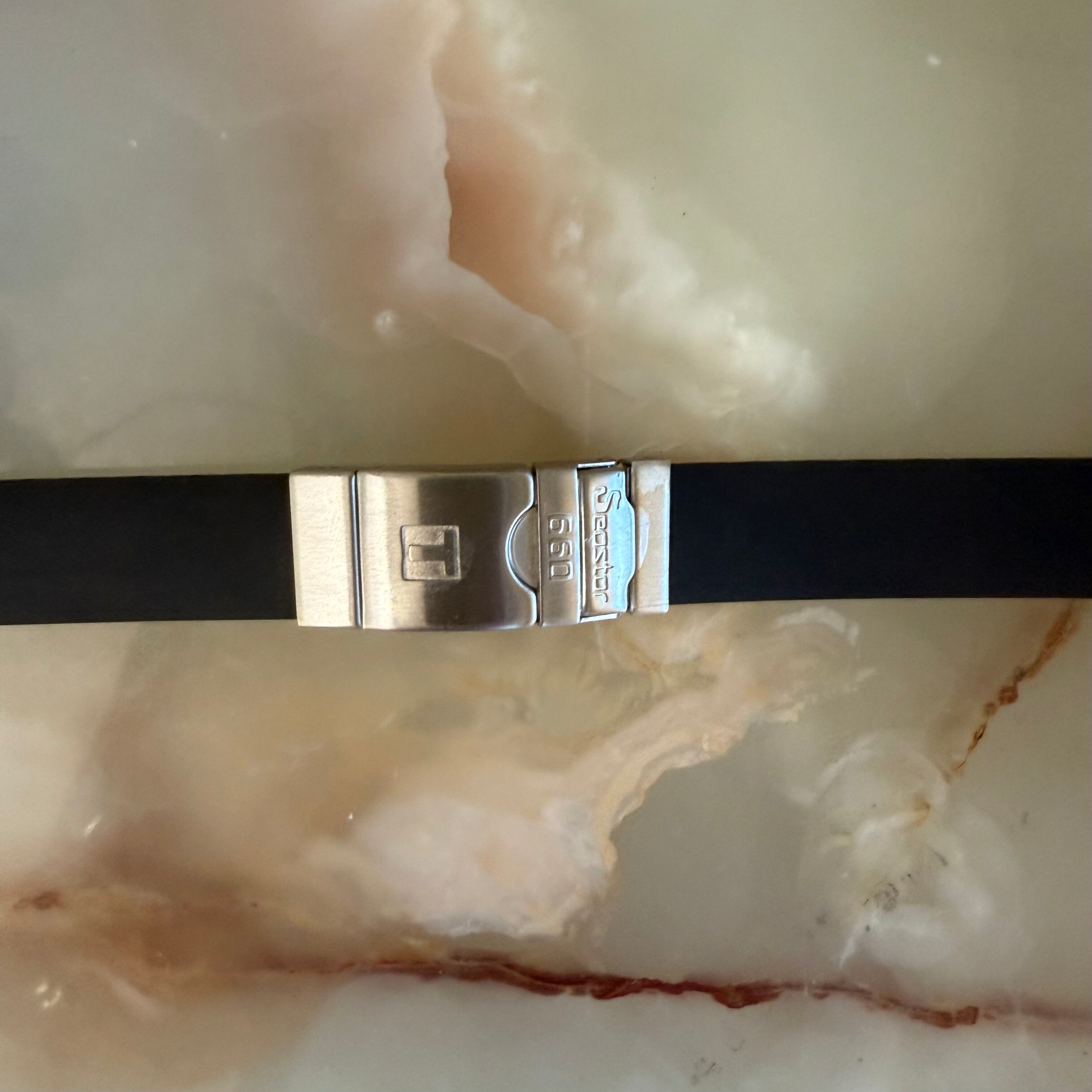 Authentic Tissot Black Rubber Watch Strap Band 19mm w Deployant Buckle E00595.19.18
