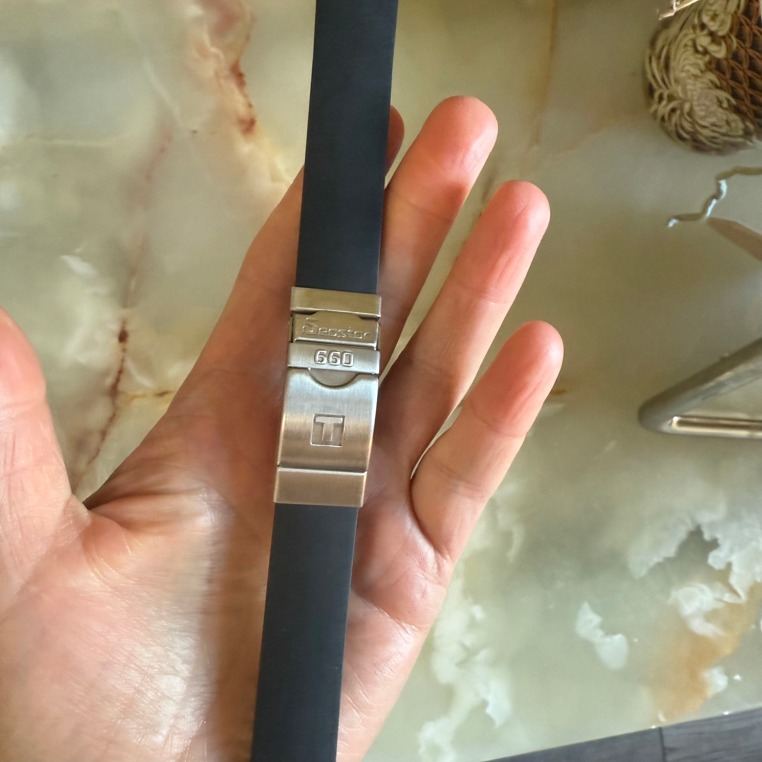 Authentic Tissot Black Rubber Watch Strap Band 19mm w Deployant Buckle E00595.19.18